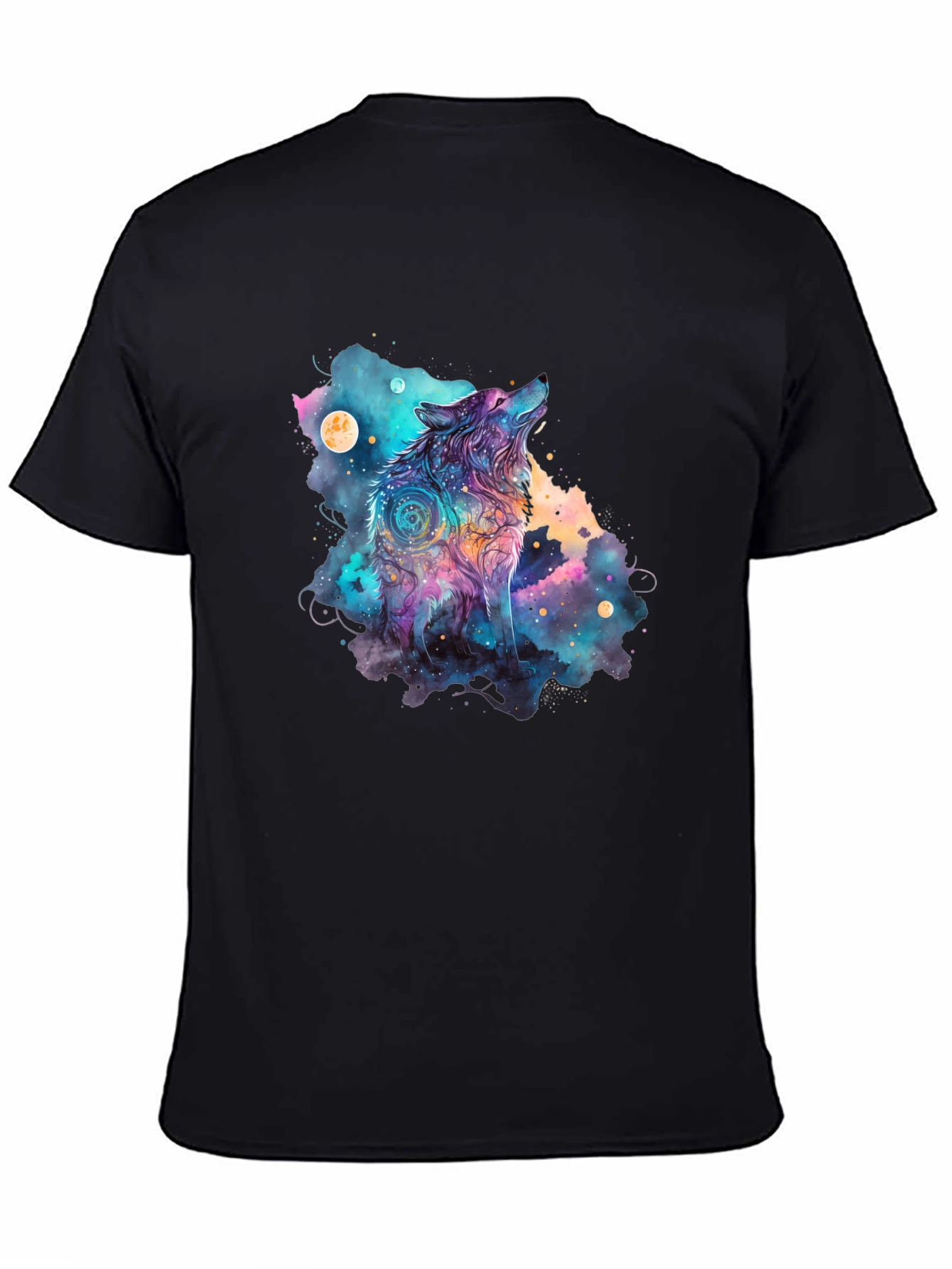 Cosmic Wolf Graphic Tee - Black T-Shirt