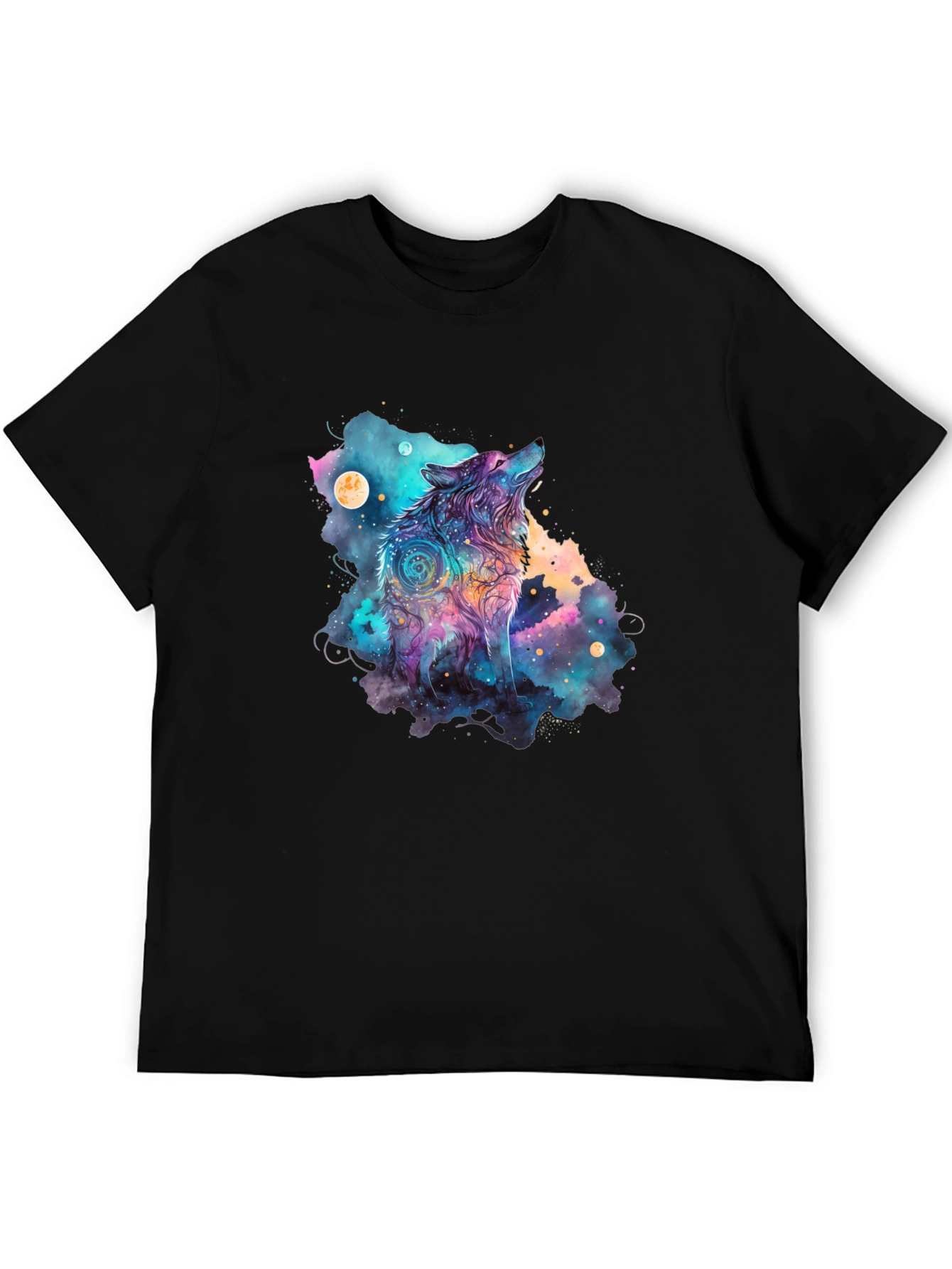 Cosmic Wolf Graphic Tee - Black T-Shirt