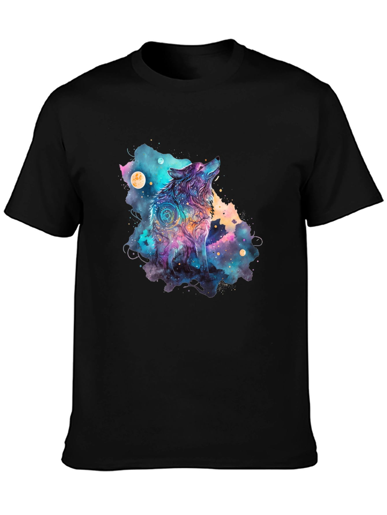 Cosmic Wolf Graphic Tee - Black T-Shirt