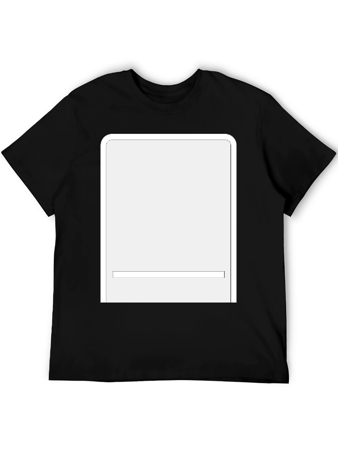 Blank White Rectangle Graphic Black T-Shirt