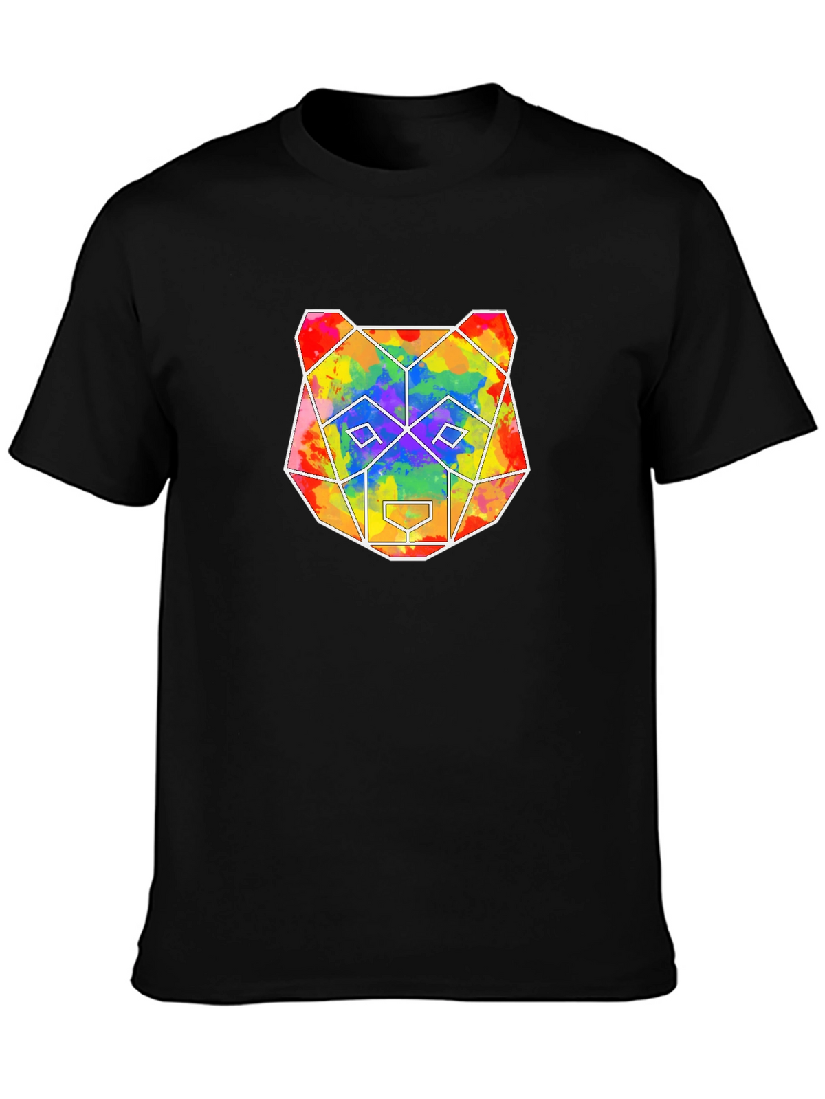 Geometric Bear Graphic Tee - Mens Black T-Shirt