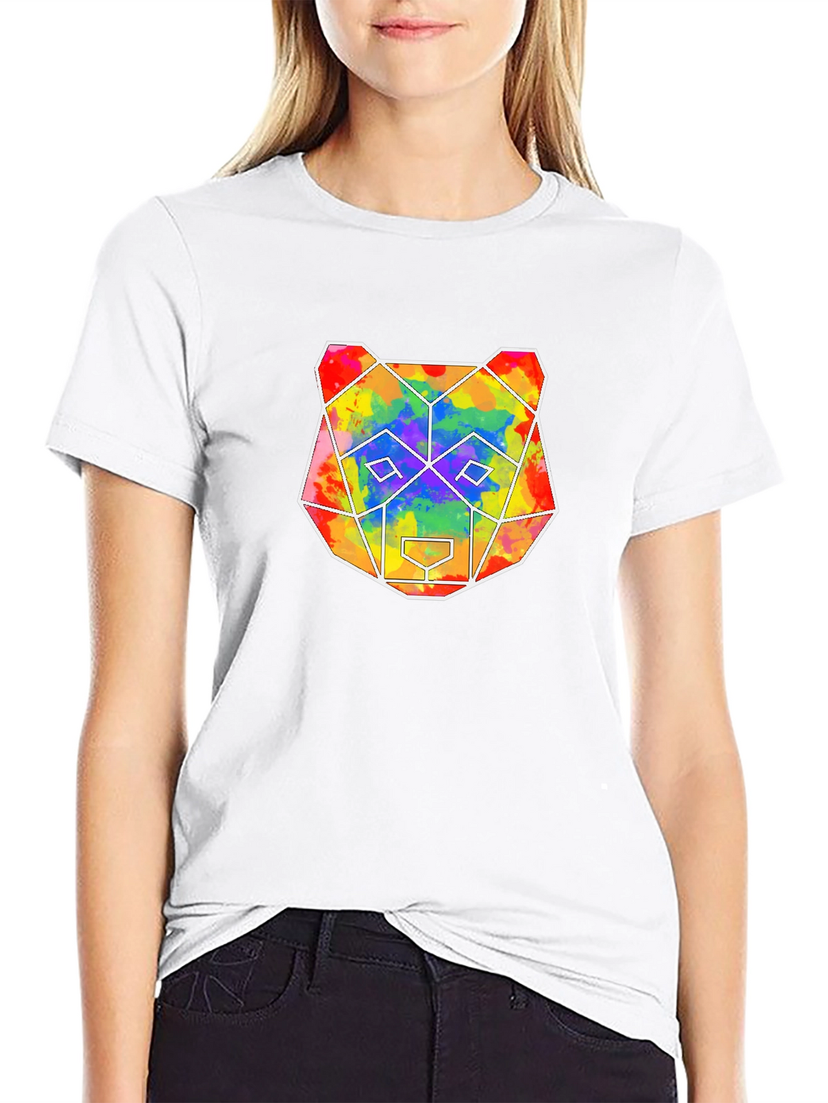 Geometric Bear Graphic Tee - Mens Black T-Shirt