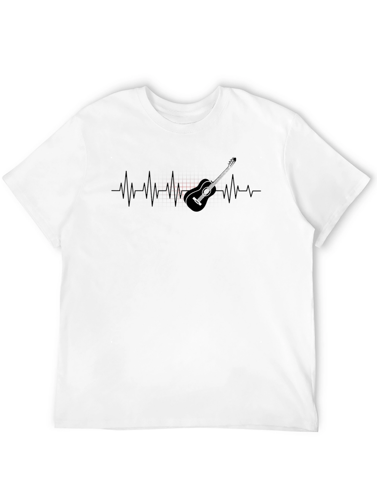 Guitar Heartbeat Mens Black Graphic Tee