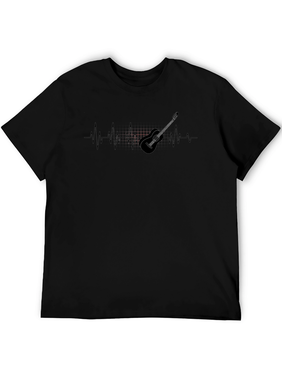 Guitar Heartbeat Mens Black Graphic Tee