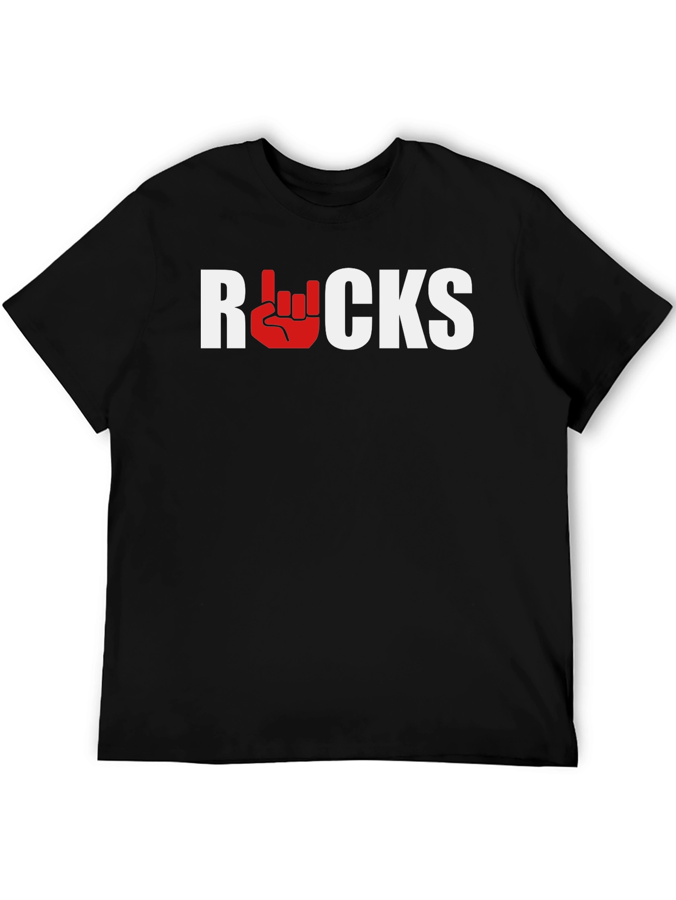 Rocks Graphic Tee - Black Cotton Blend T-Shirt