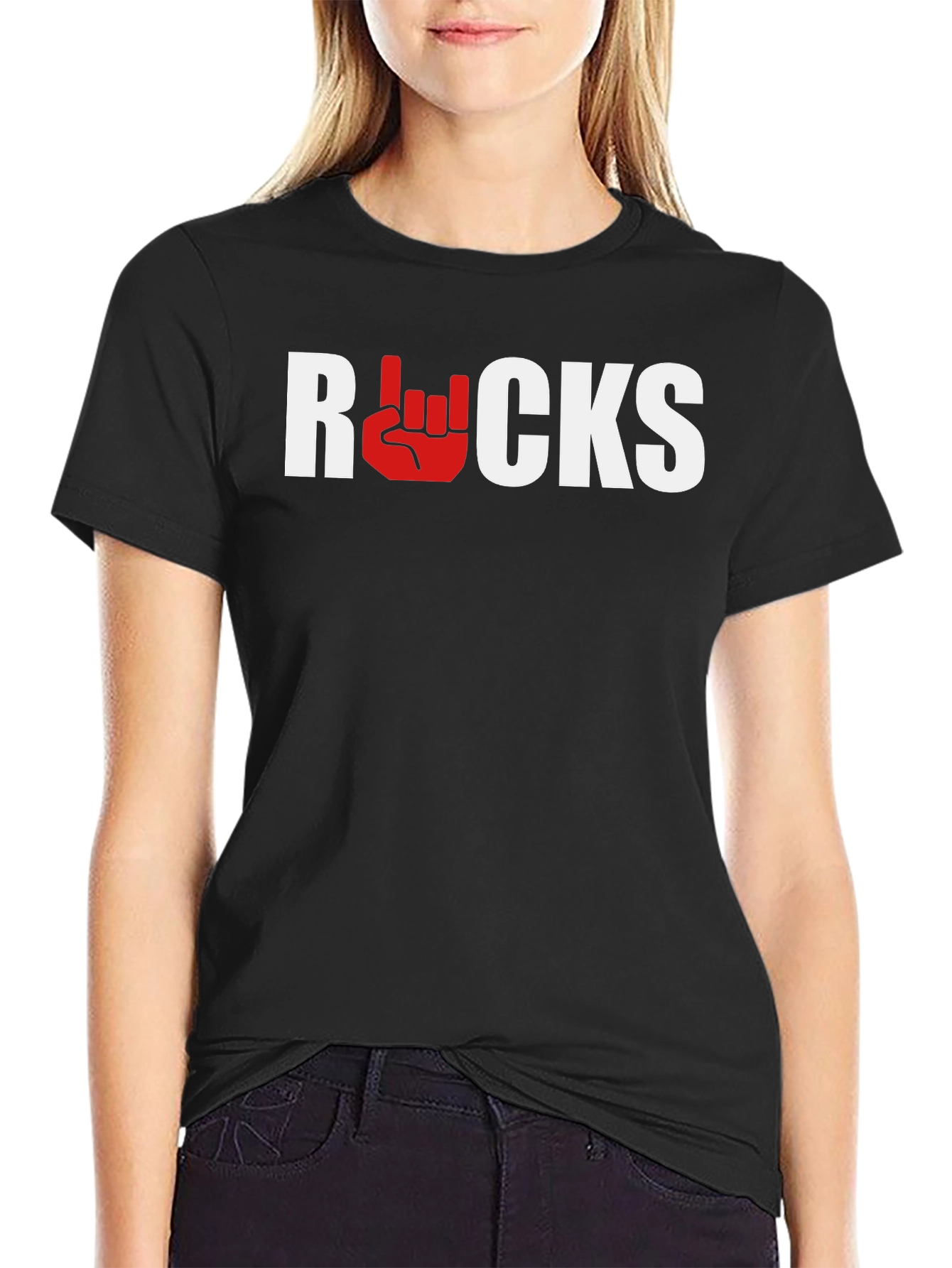 Rocks Graphic Tee - Black Cotton Blend T-Shirt