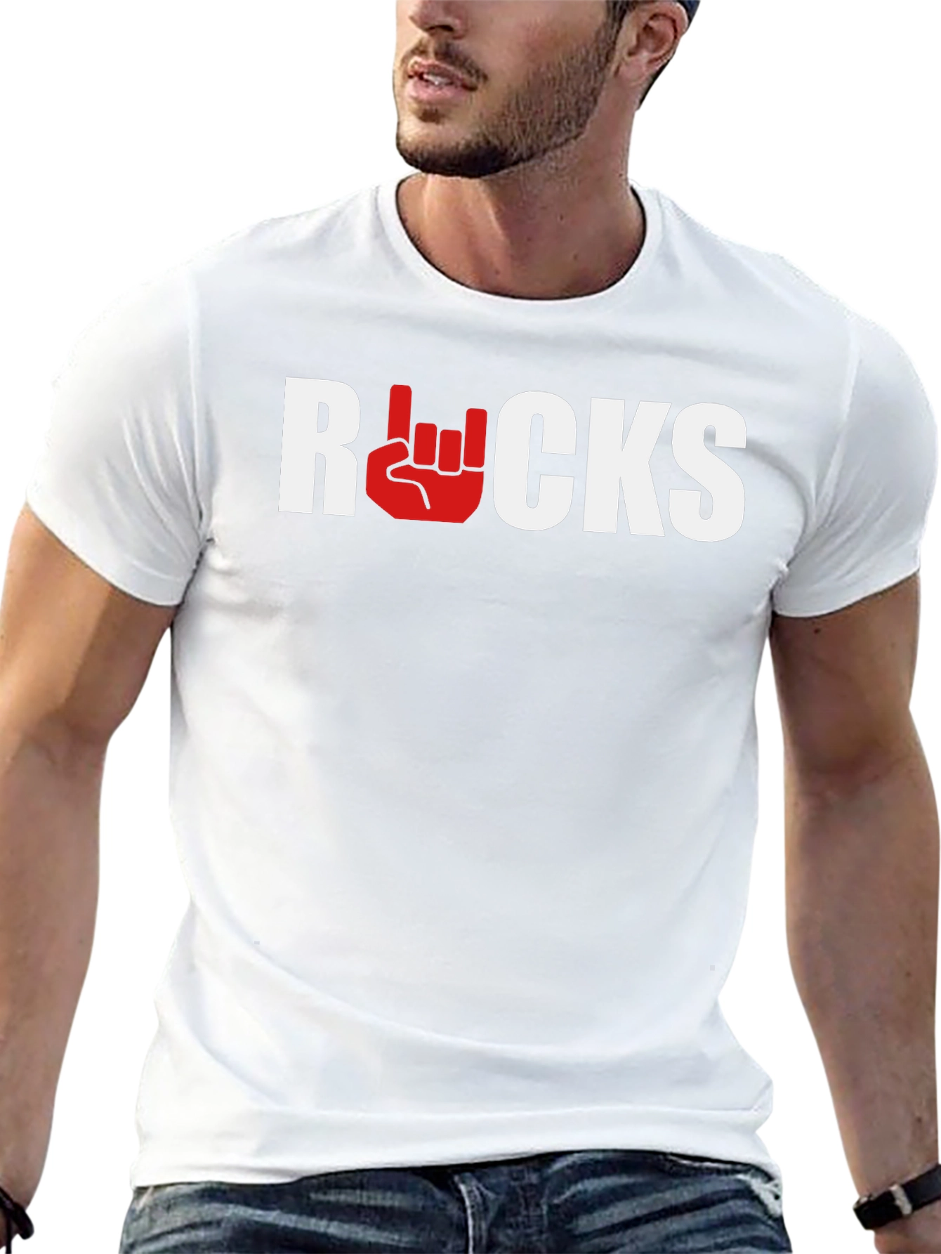 Rocks Graphic Tee - Black Cotton Blend T-Shirt