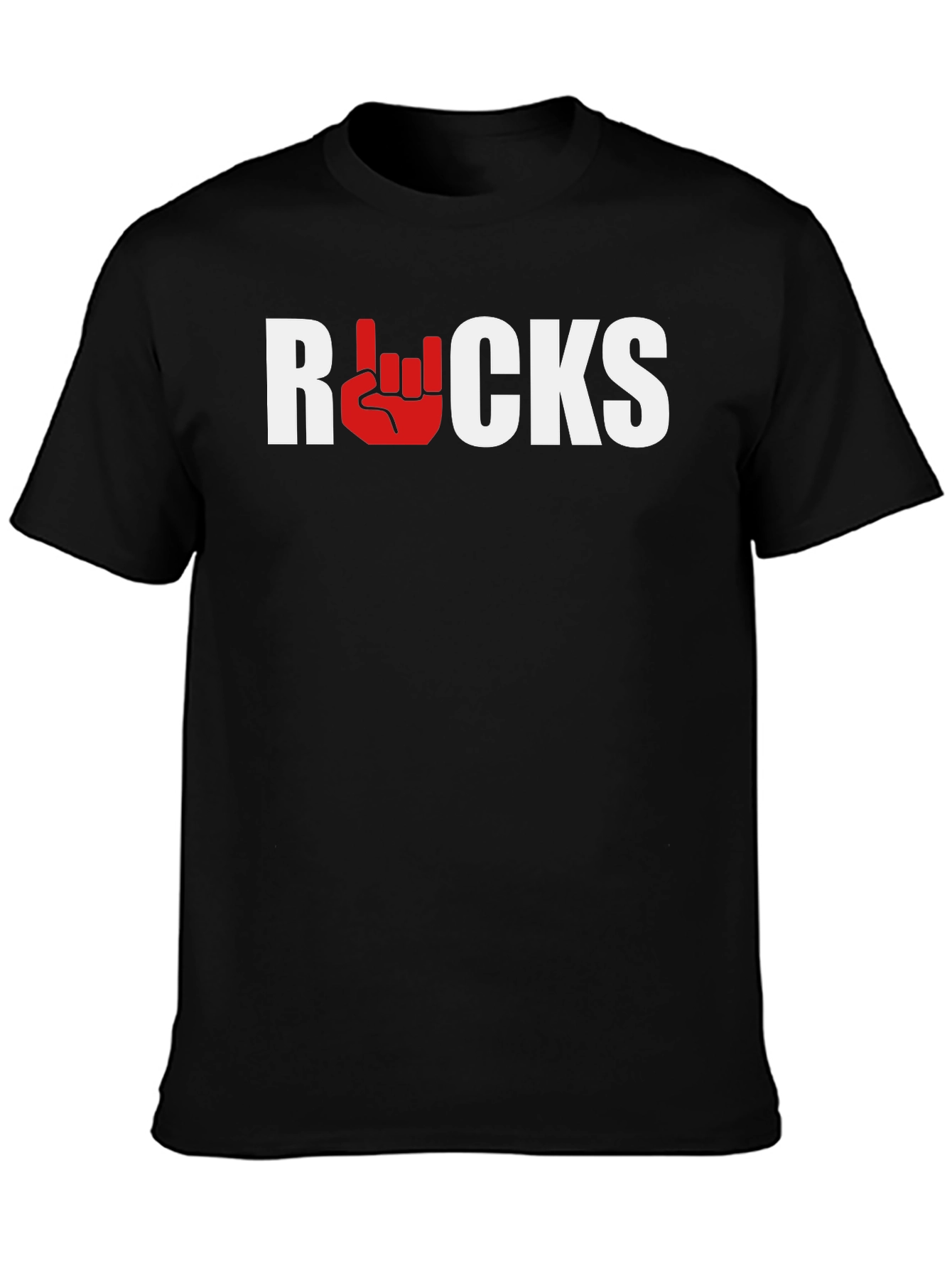 Rocks Graphic Tee - Black Cotton Blend T-Shirt