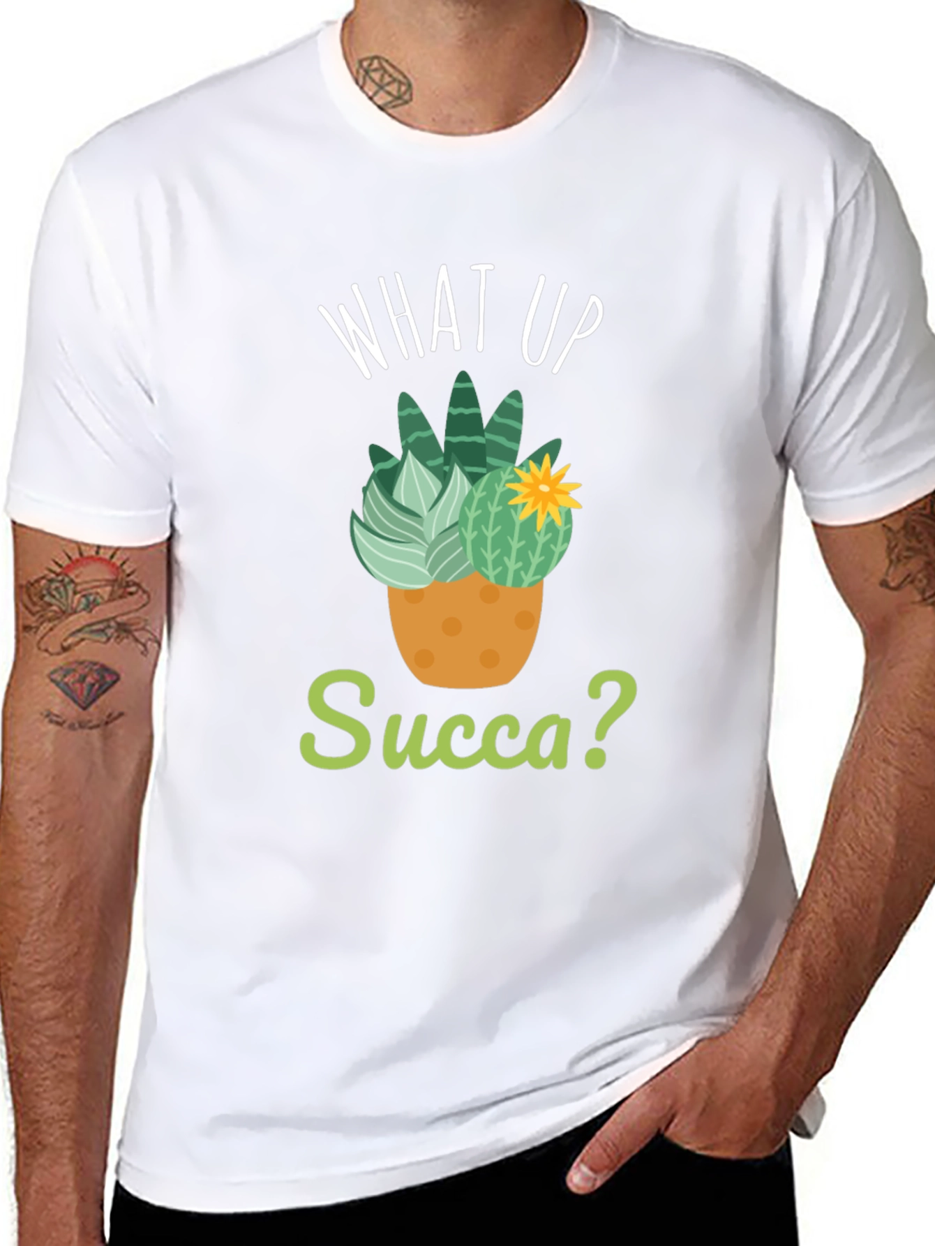 What Up Succa? T-Shirt - Funny Cactus Pun Tee