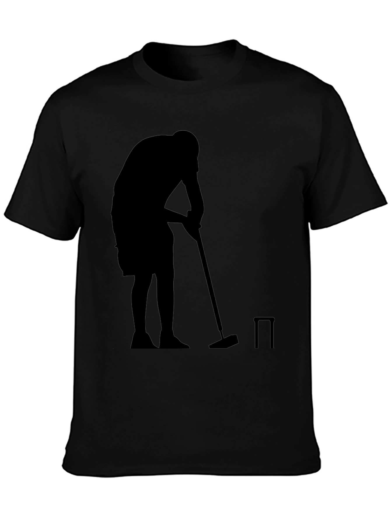 Silhouette Croquet Player Black T-Shirt