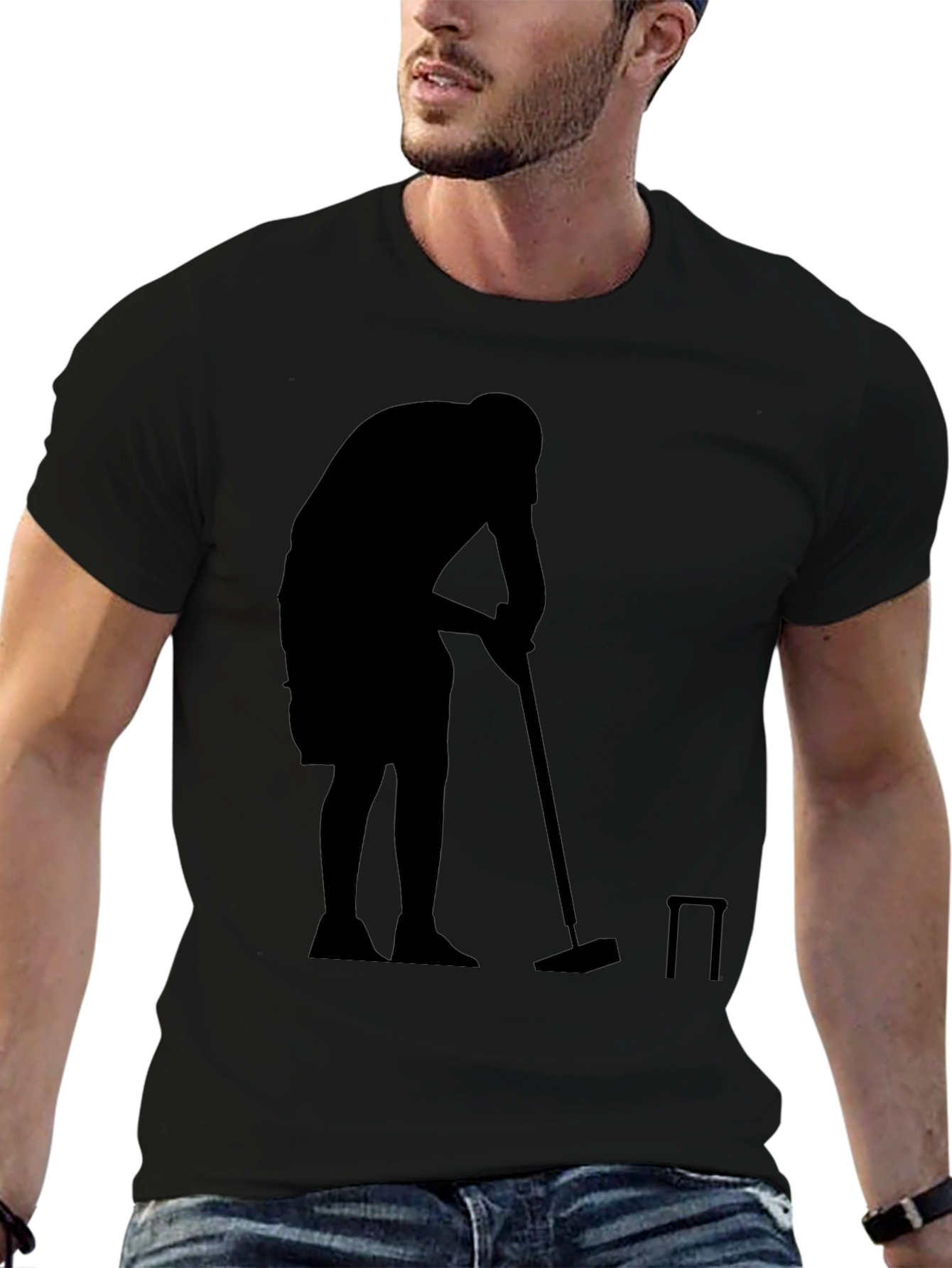 Silhouette Croquet Player Black T-Shirt