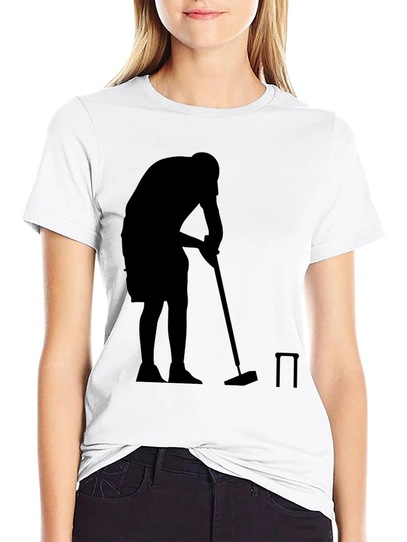 Silhouette Croquet Player Black T-Shirt