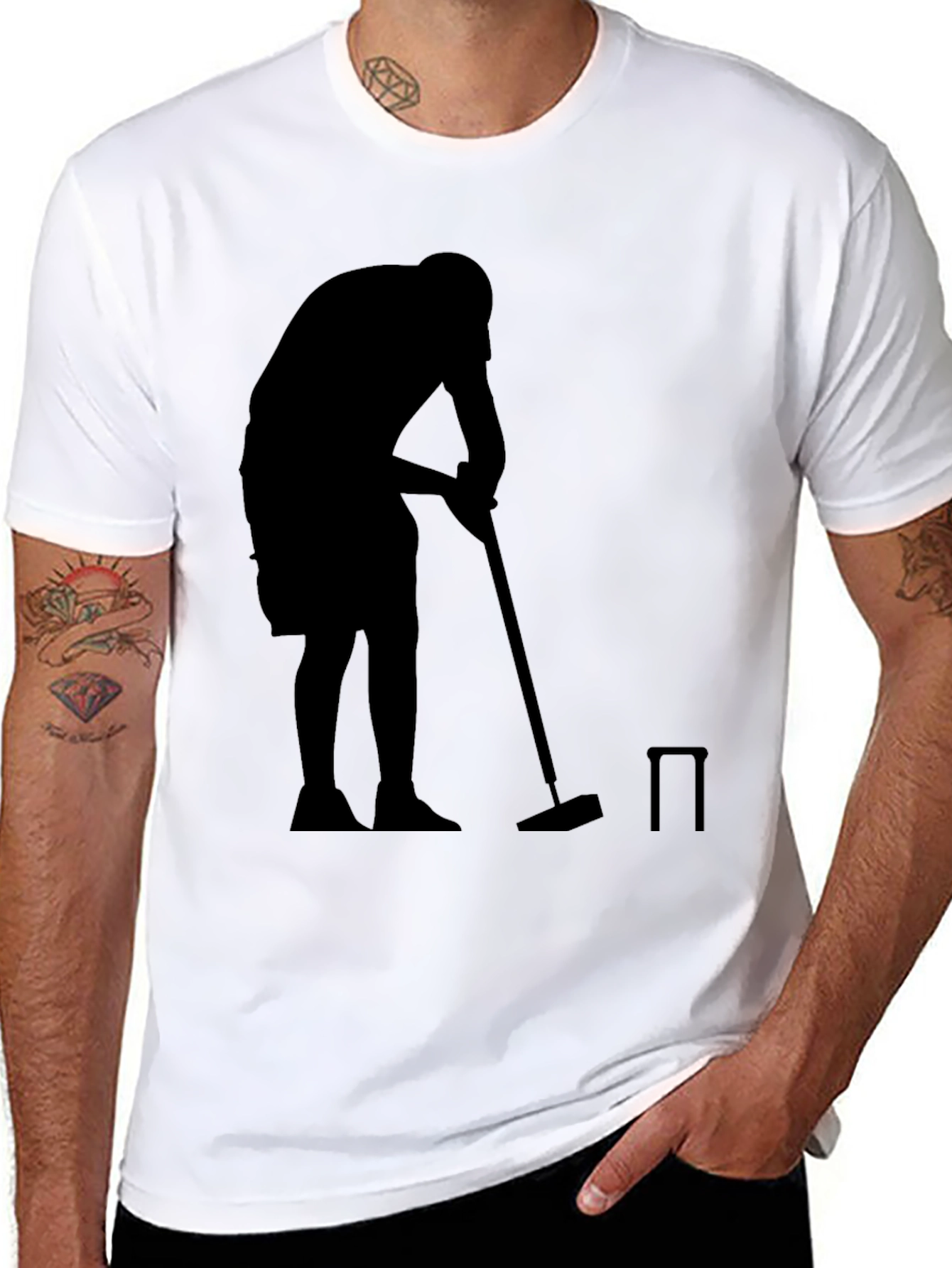 Silhouette Croquet Player Black T-Shirt