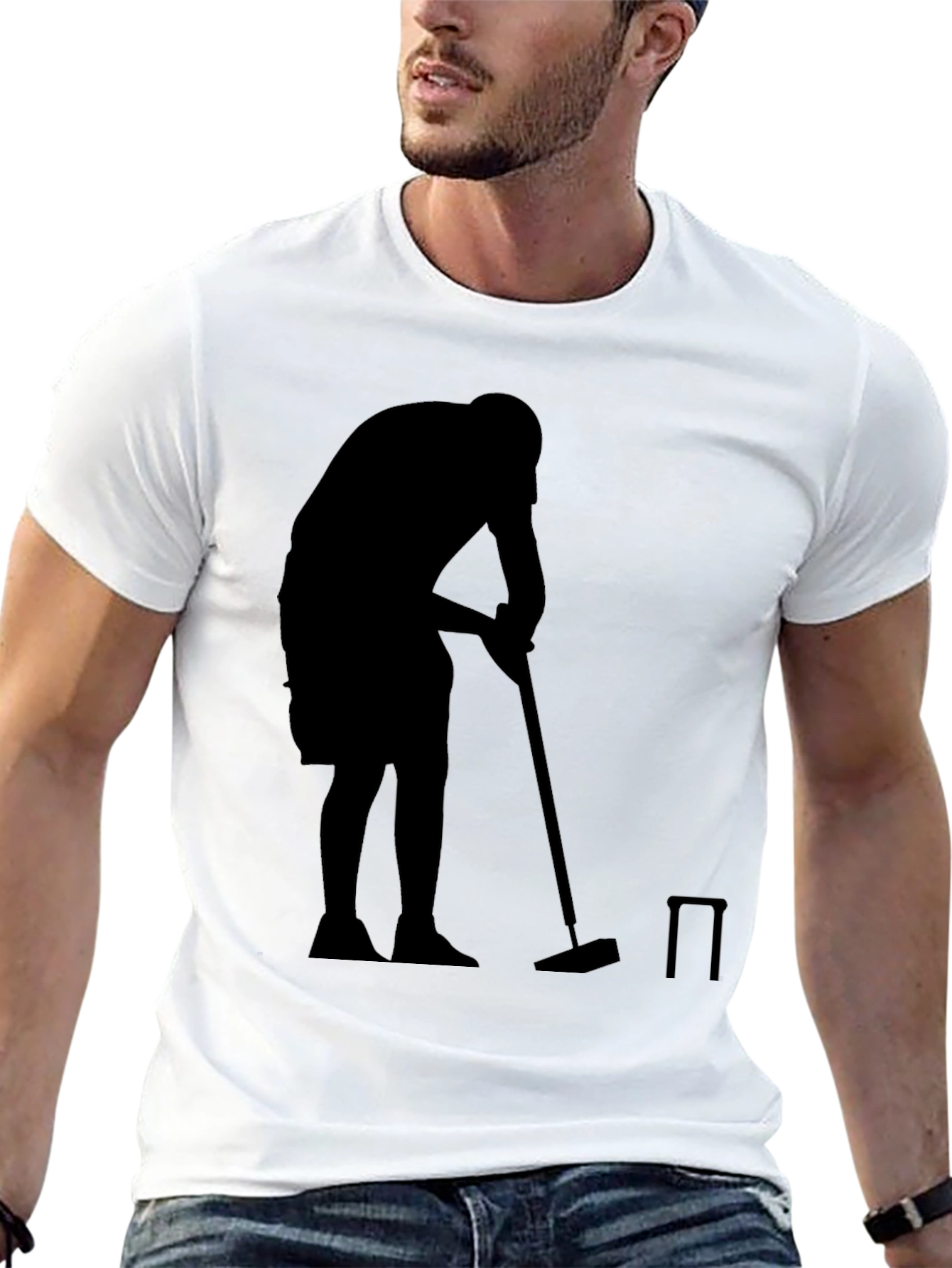 Silhouette Croquet Player Black T-Shirt