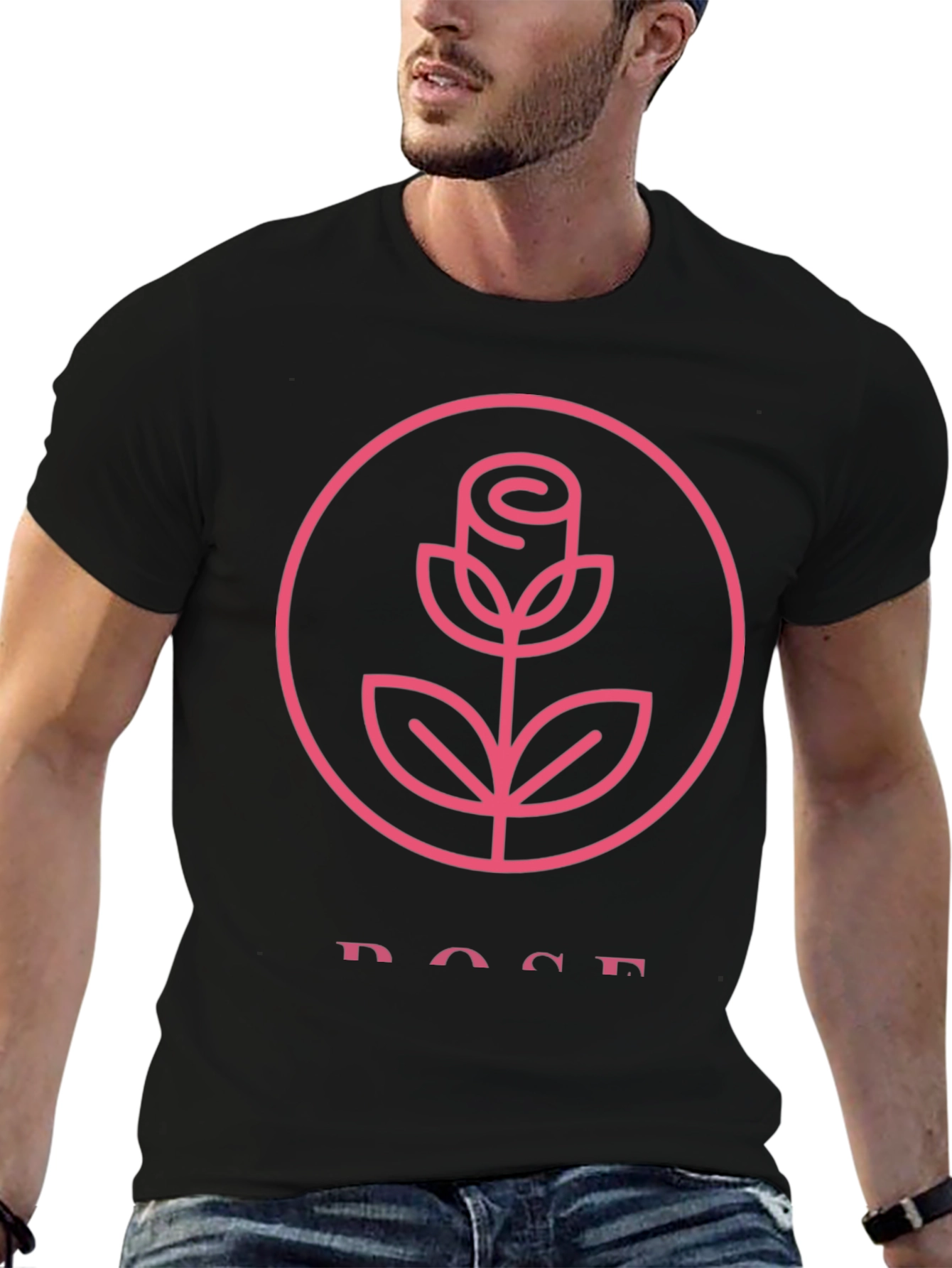 Rose Graphic Tee - Stylish Black T-Shirt
