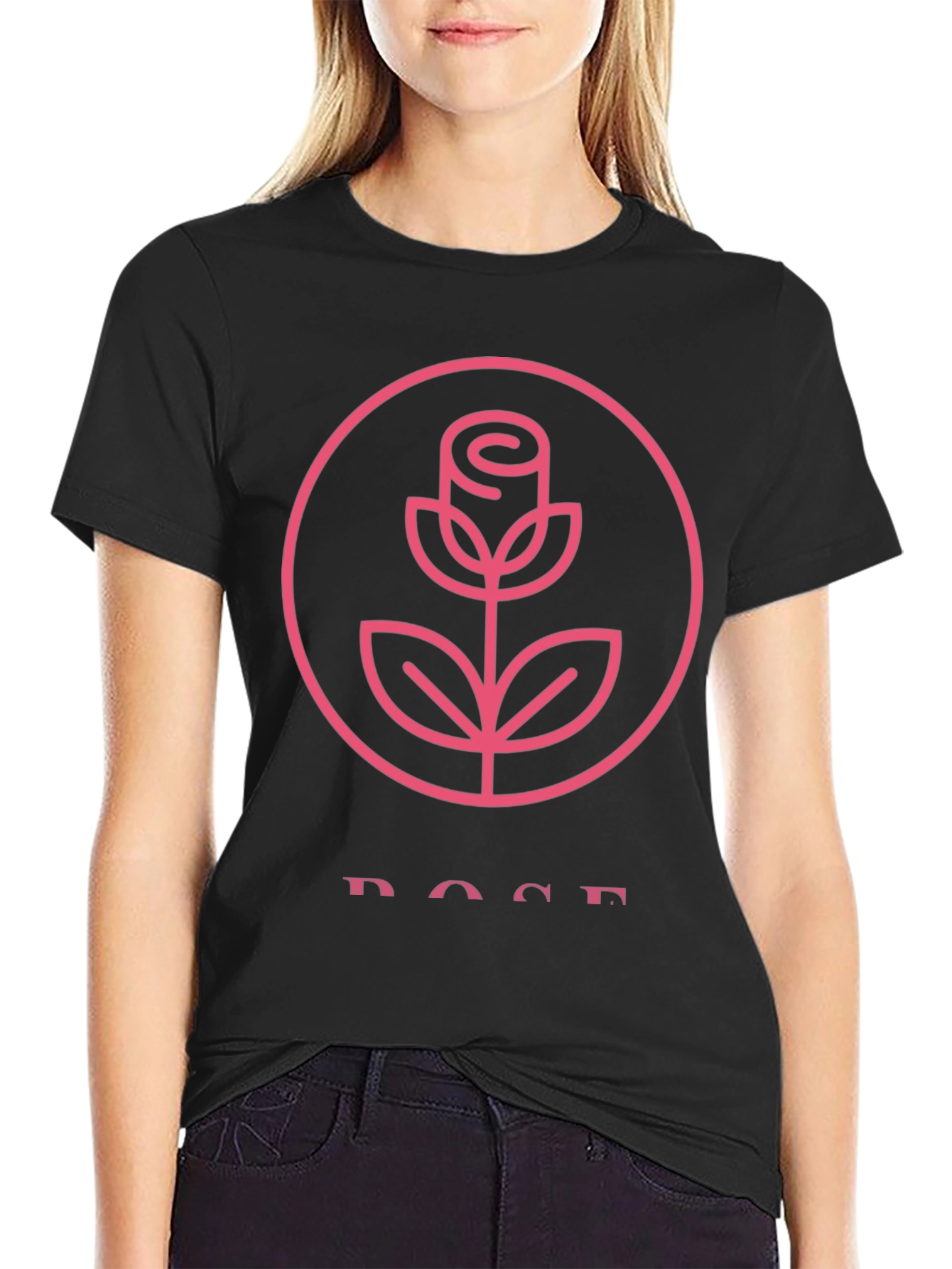 Rose Graphic Tee - Stylish Black T-Shirt