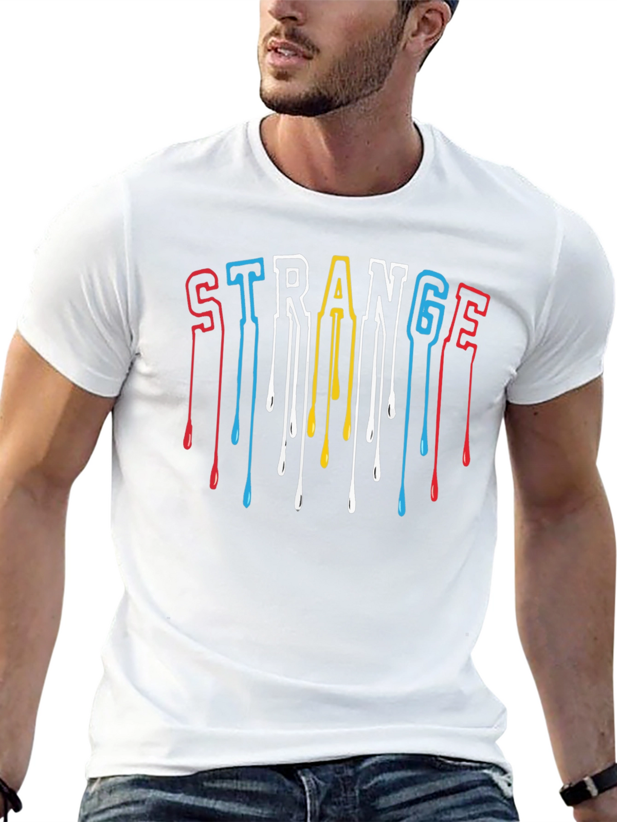 Strange Drip Graphic Tee - Black Cotton Blend