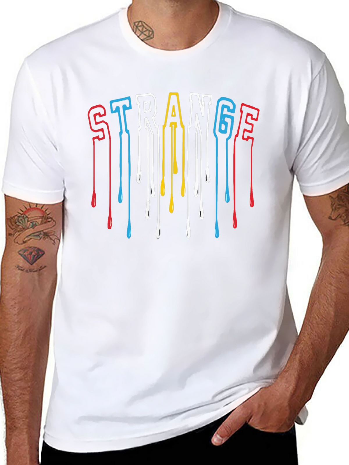 Strange Drip Graphic Tee - Black Cotton Blend