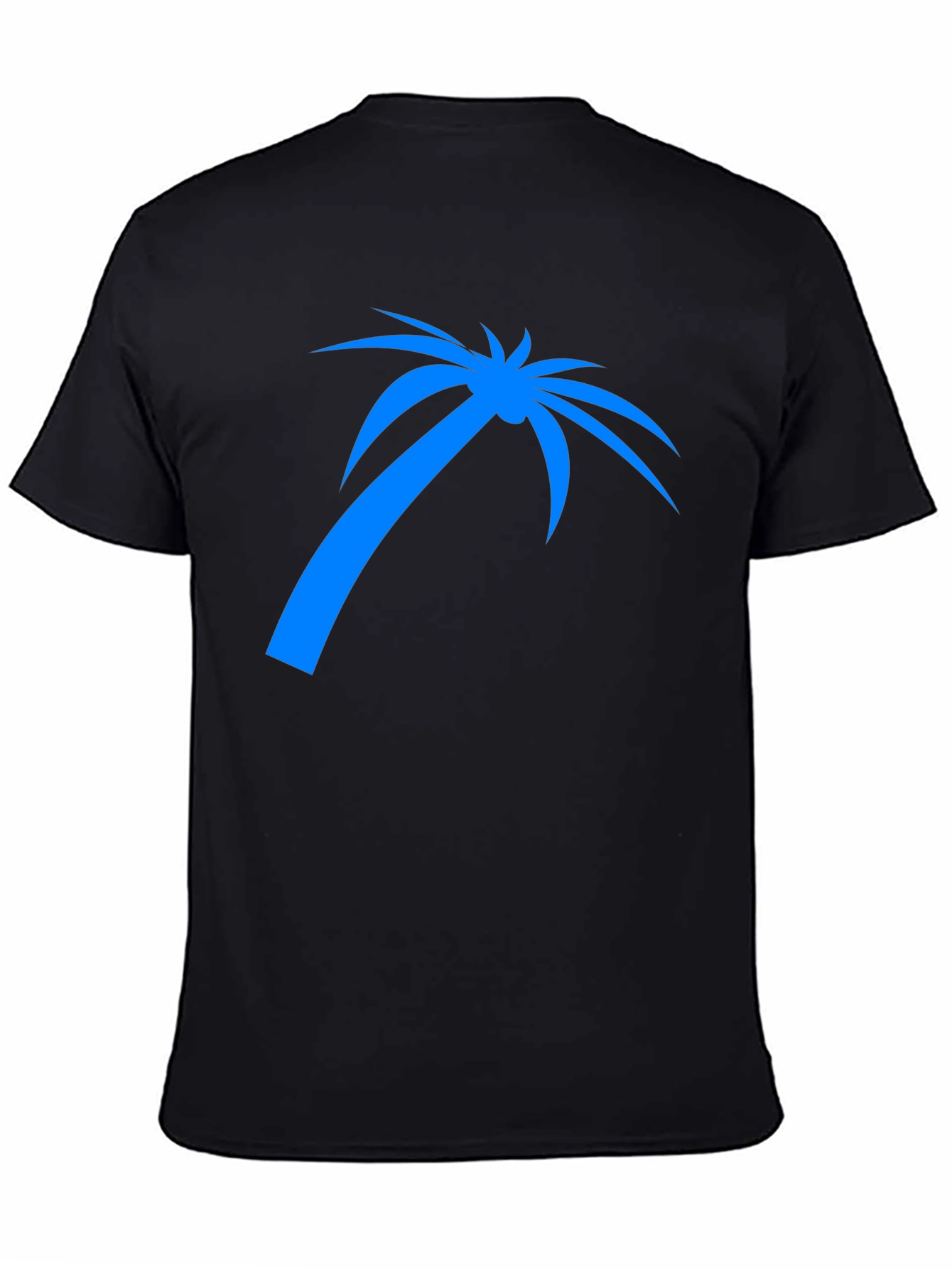 Blue Palm Tree Graphic Tee - Black Casual Shirt