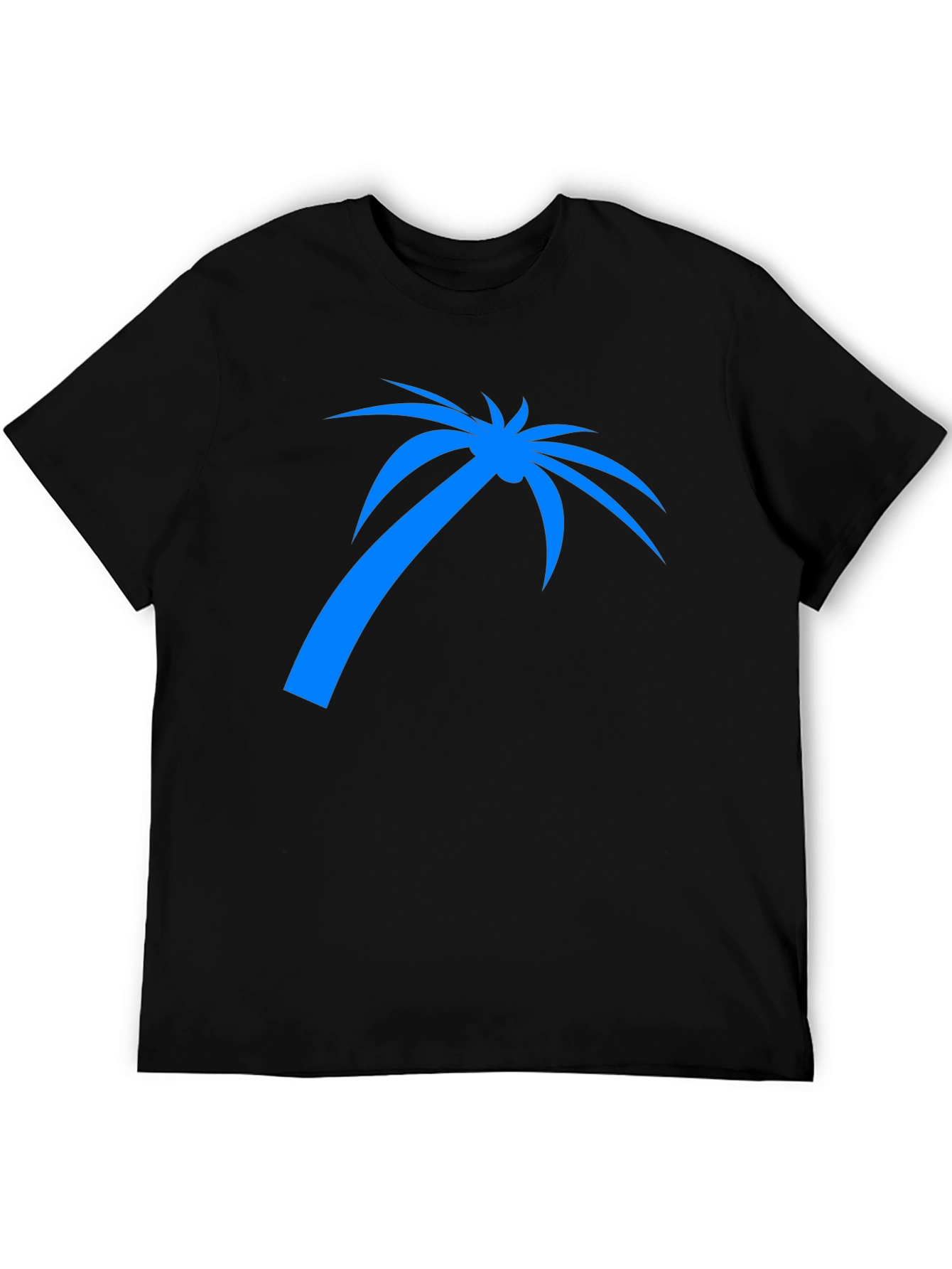 Blue Palm Tree Graphic Tee - Black Casual Shirt