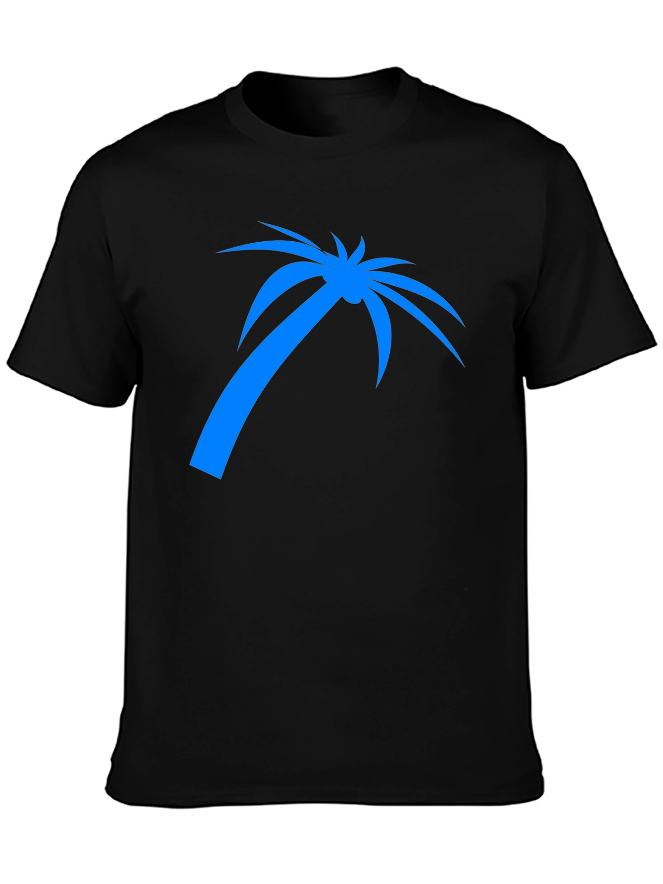 Blue Palm Tree Graphic Tee - Black Casual Shirt