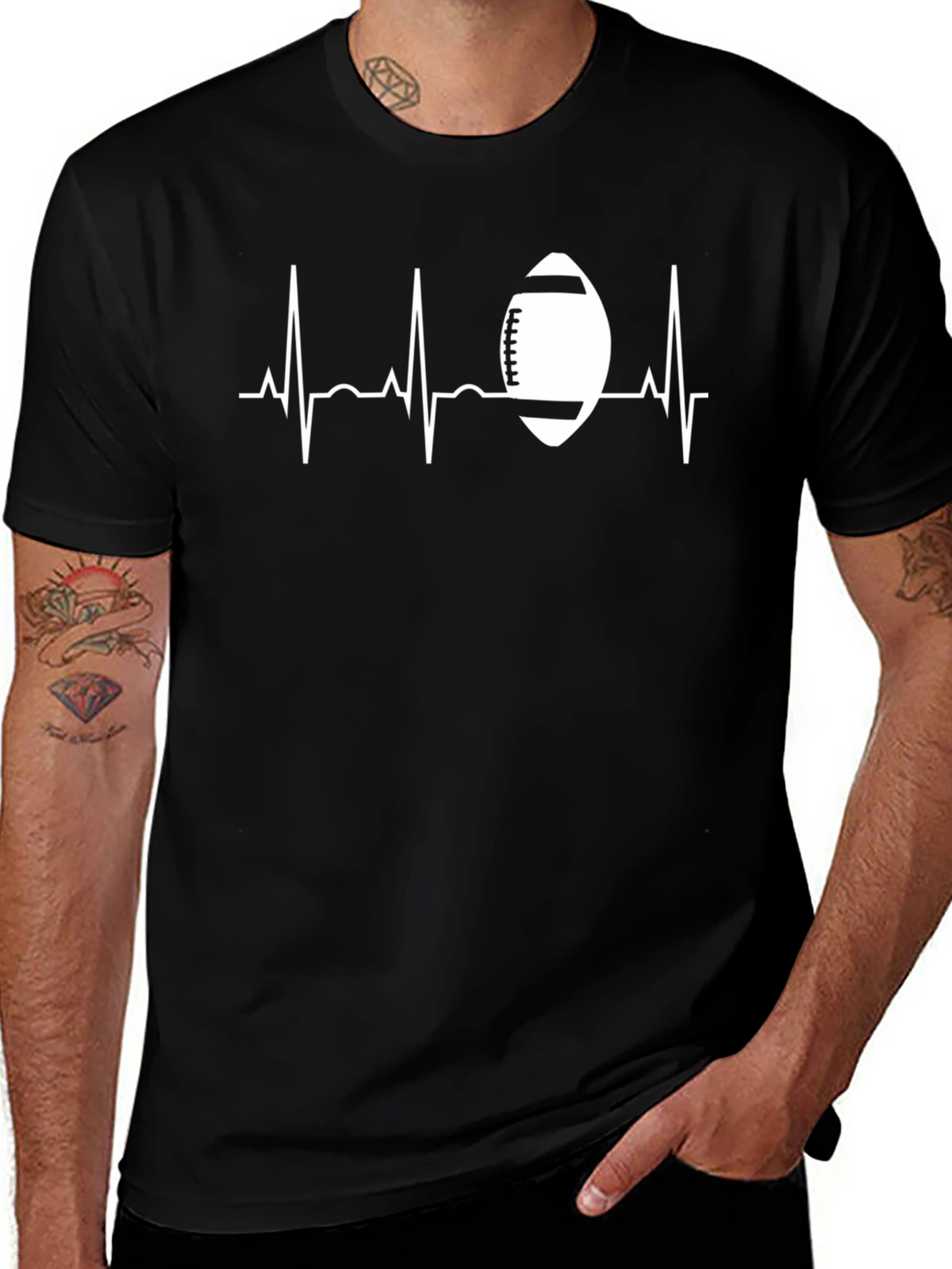Football Heartbeat Graphic T-Shirt