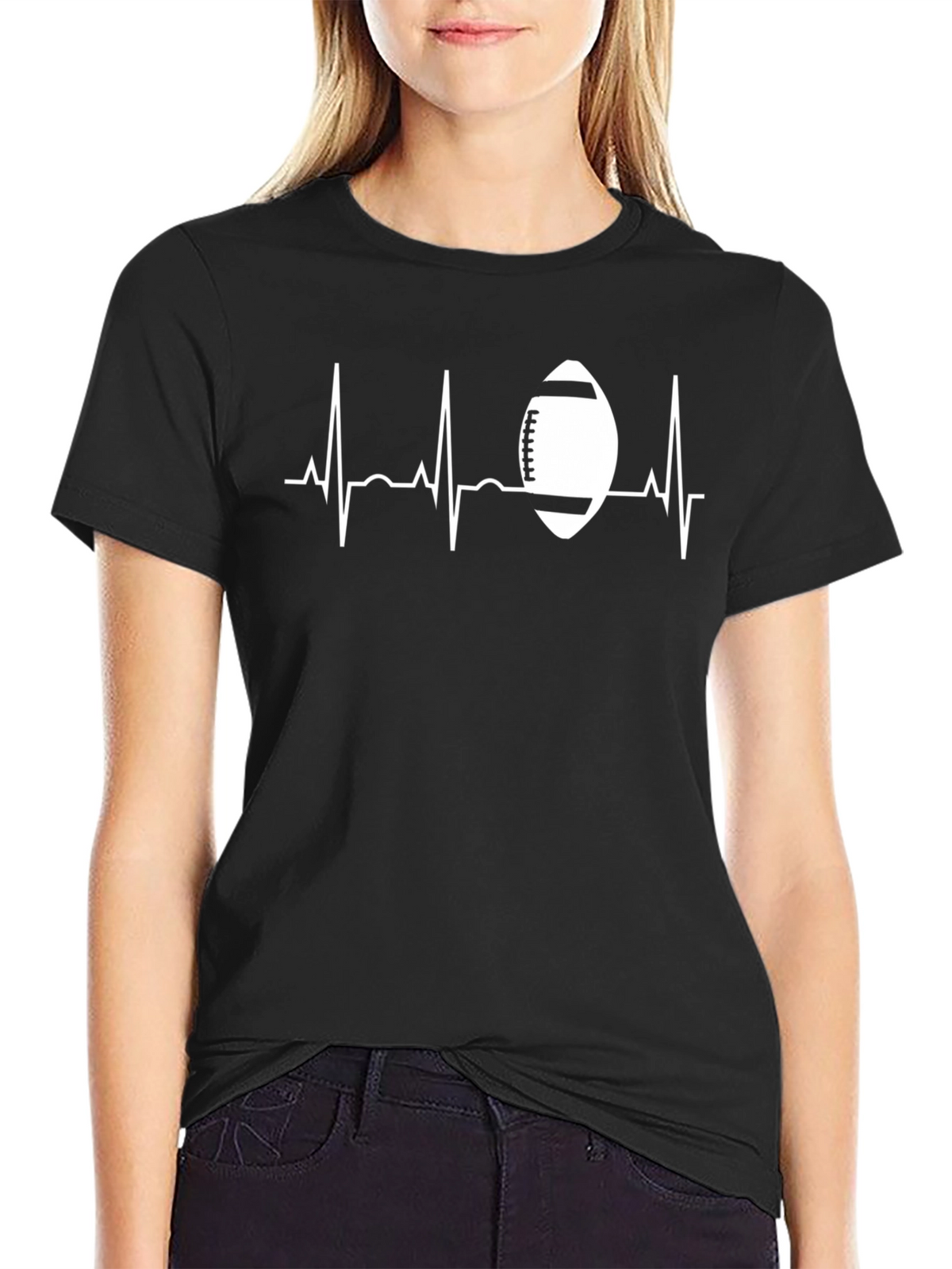 Football Heartbeat Graphic T-Shirt