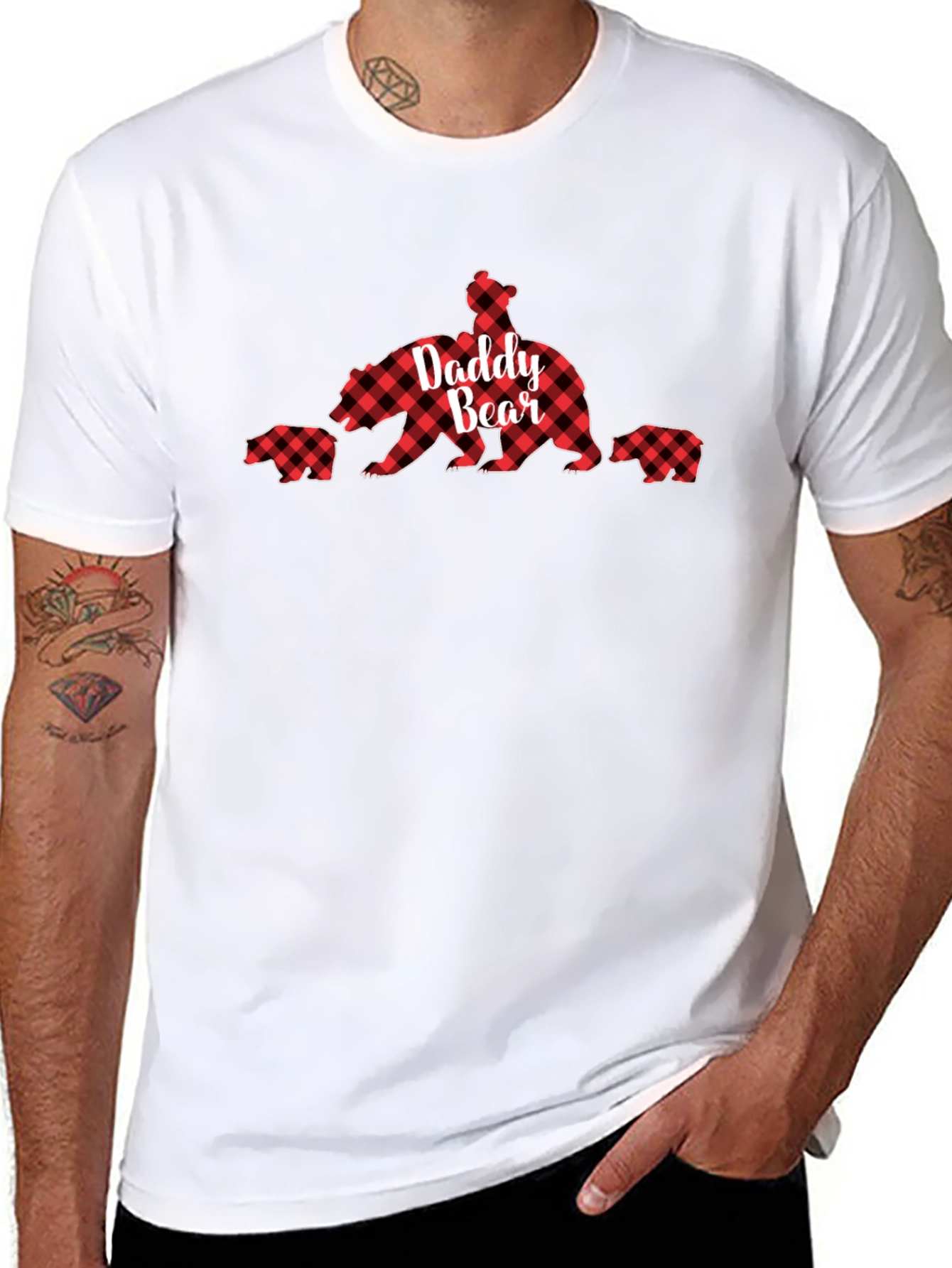 Daddy Bear Plaid T-Shirt - Family Matching Apparel