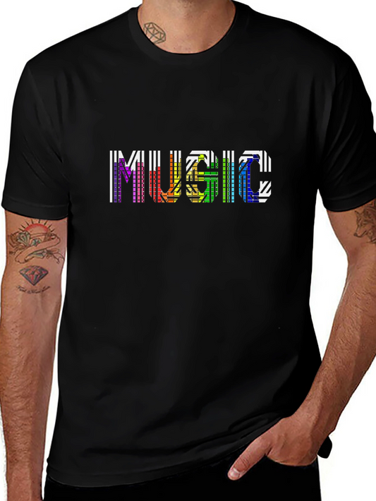 Rainbow Music Graphic Black T-Shirt