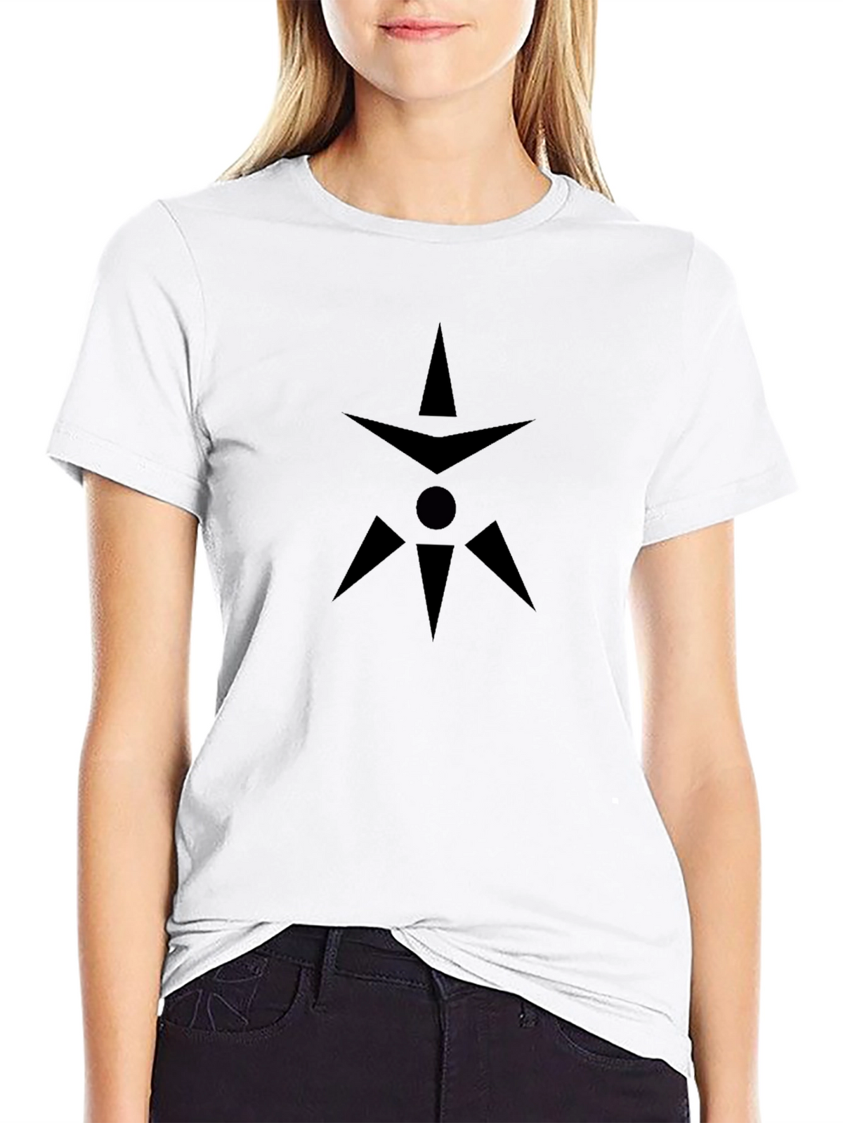 Mens Black Graphic Tee - Geometric Design