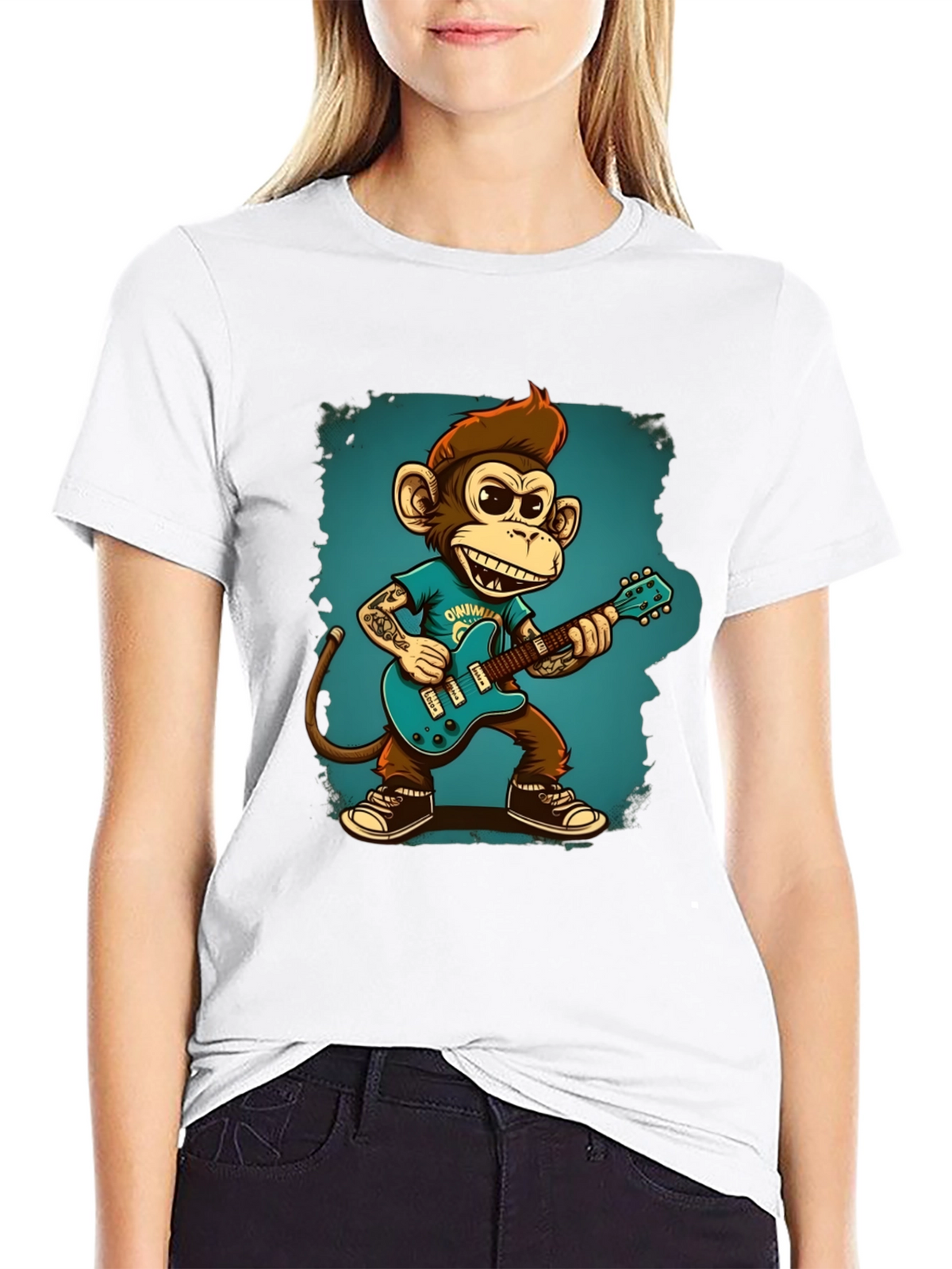 Cool Monkey Guitarist Graphic Tee