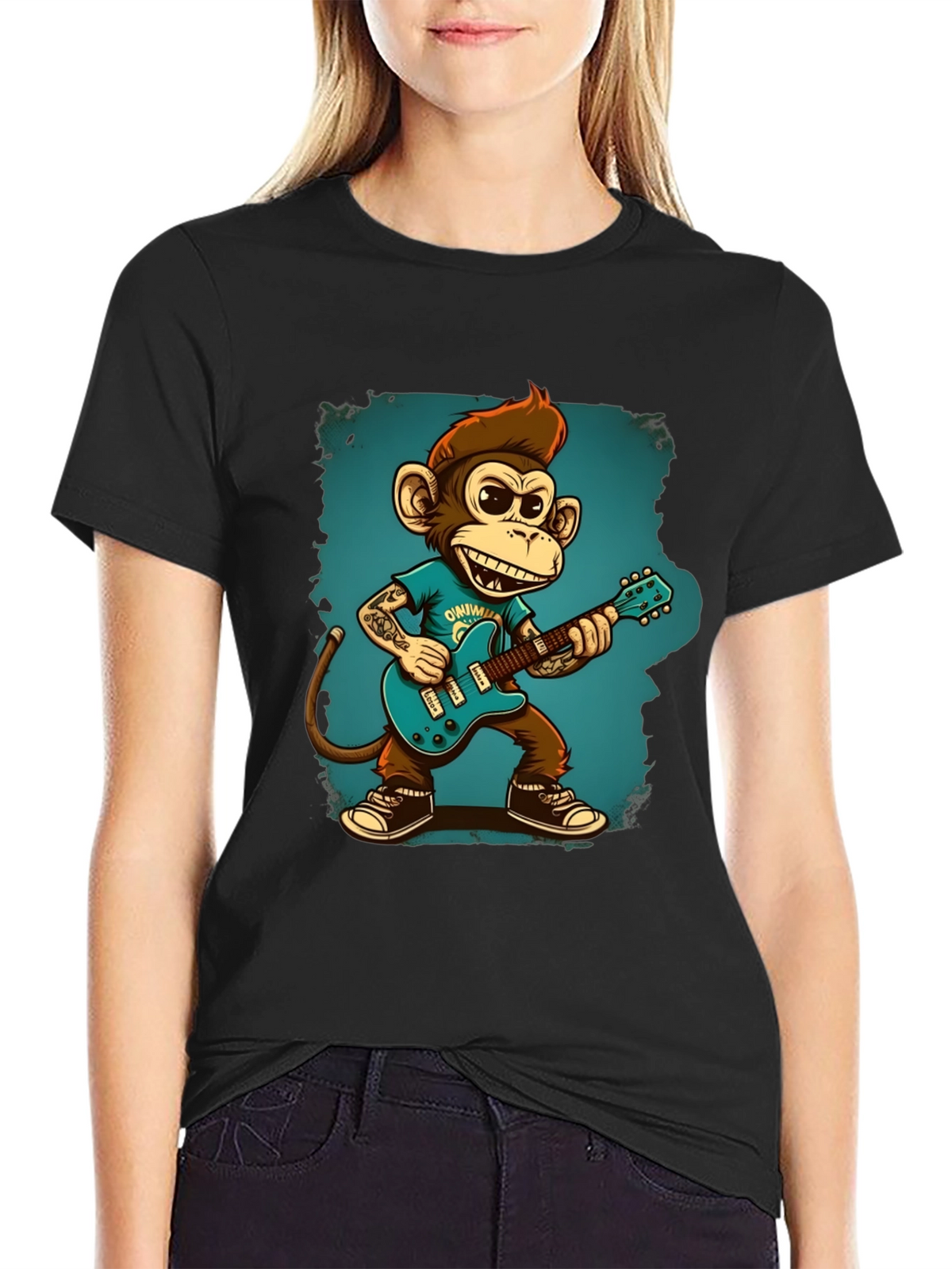 Cool Monkey Guitarist Graphic Tee