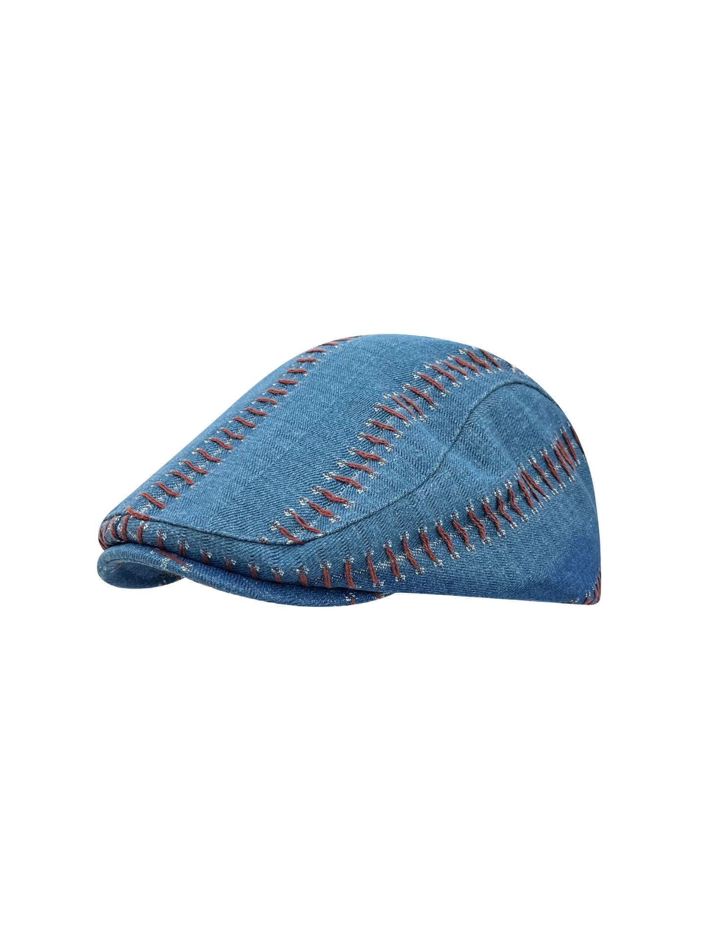 Denim Stitched Flat Cap Beret for Men and Women
