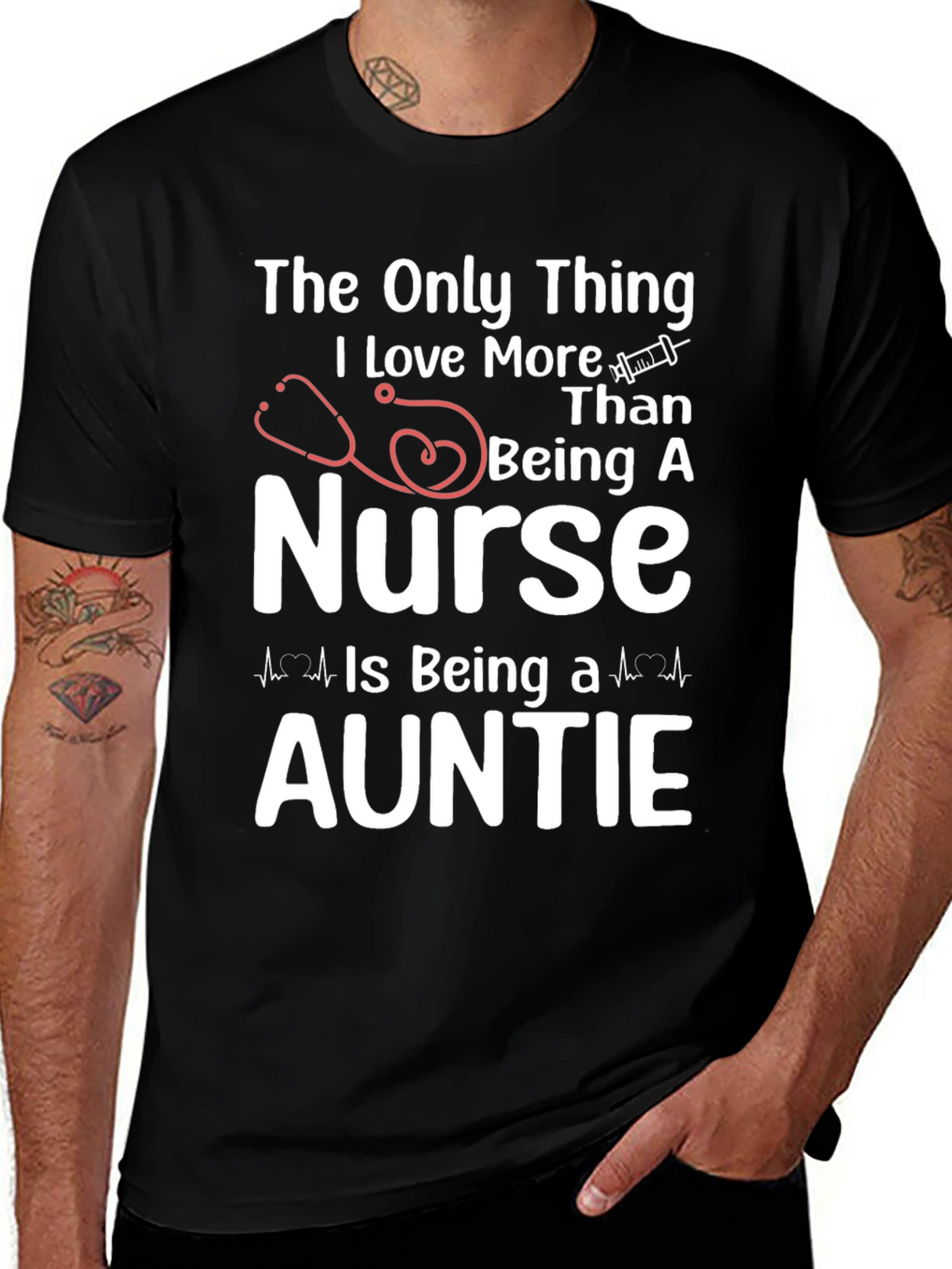 Nurse Auntie Graphic T-Shirt - Black
