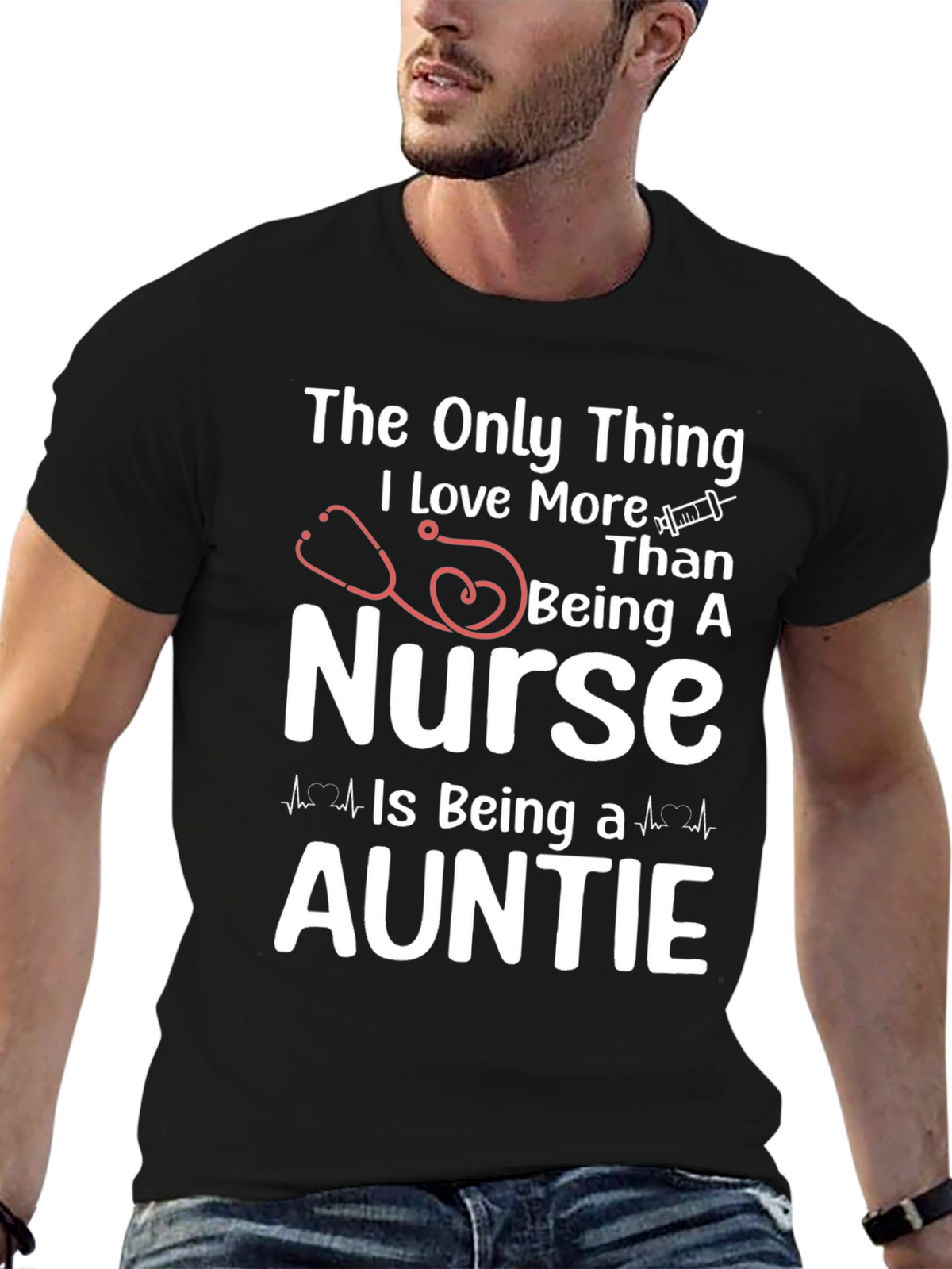 Nurse Auntie Graphic T-Shirt - Black