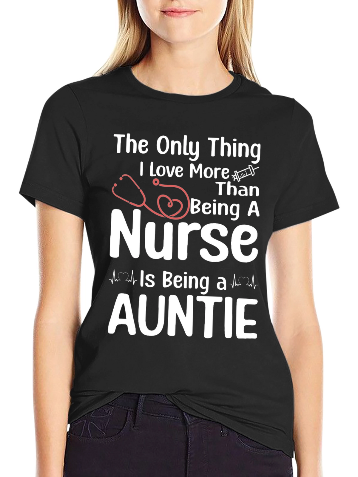 Nurse Auntie Graphic T-Shirt - Black