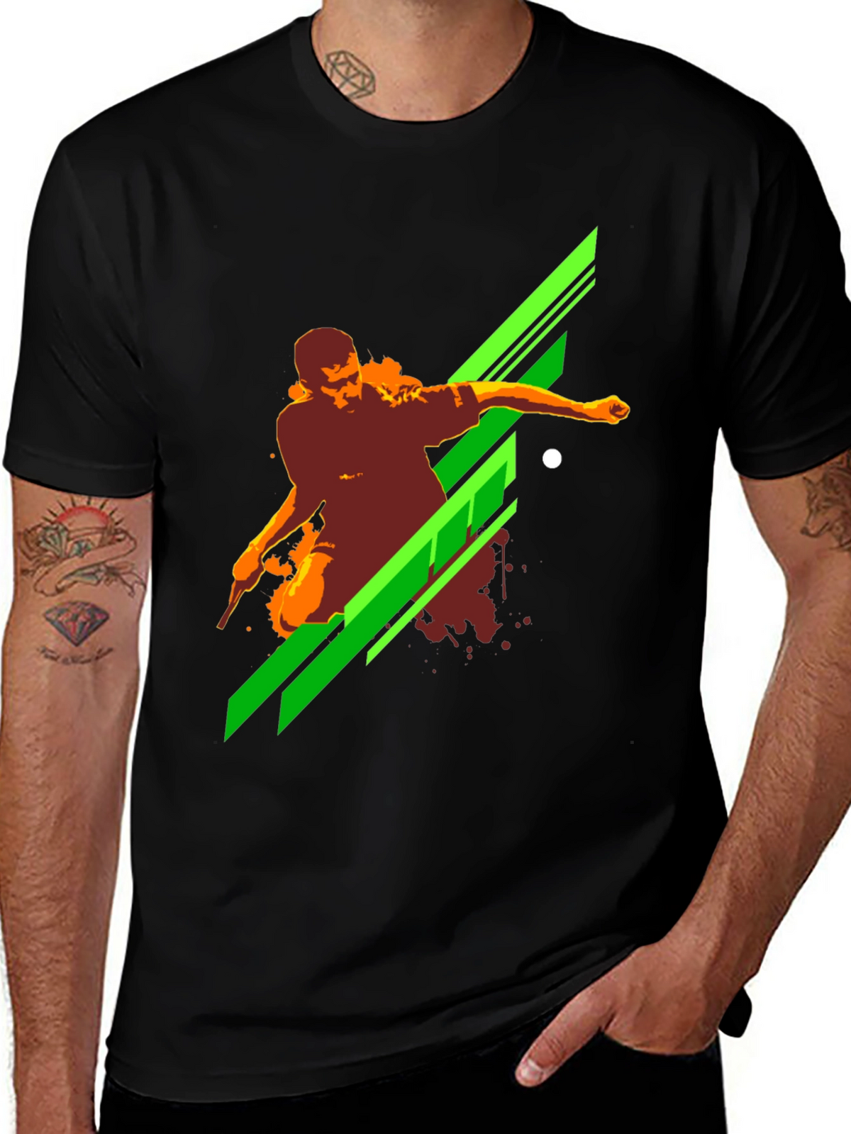 Mens Black Graphic Print T-Shirt