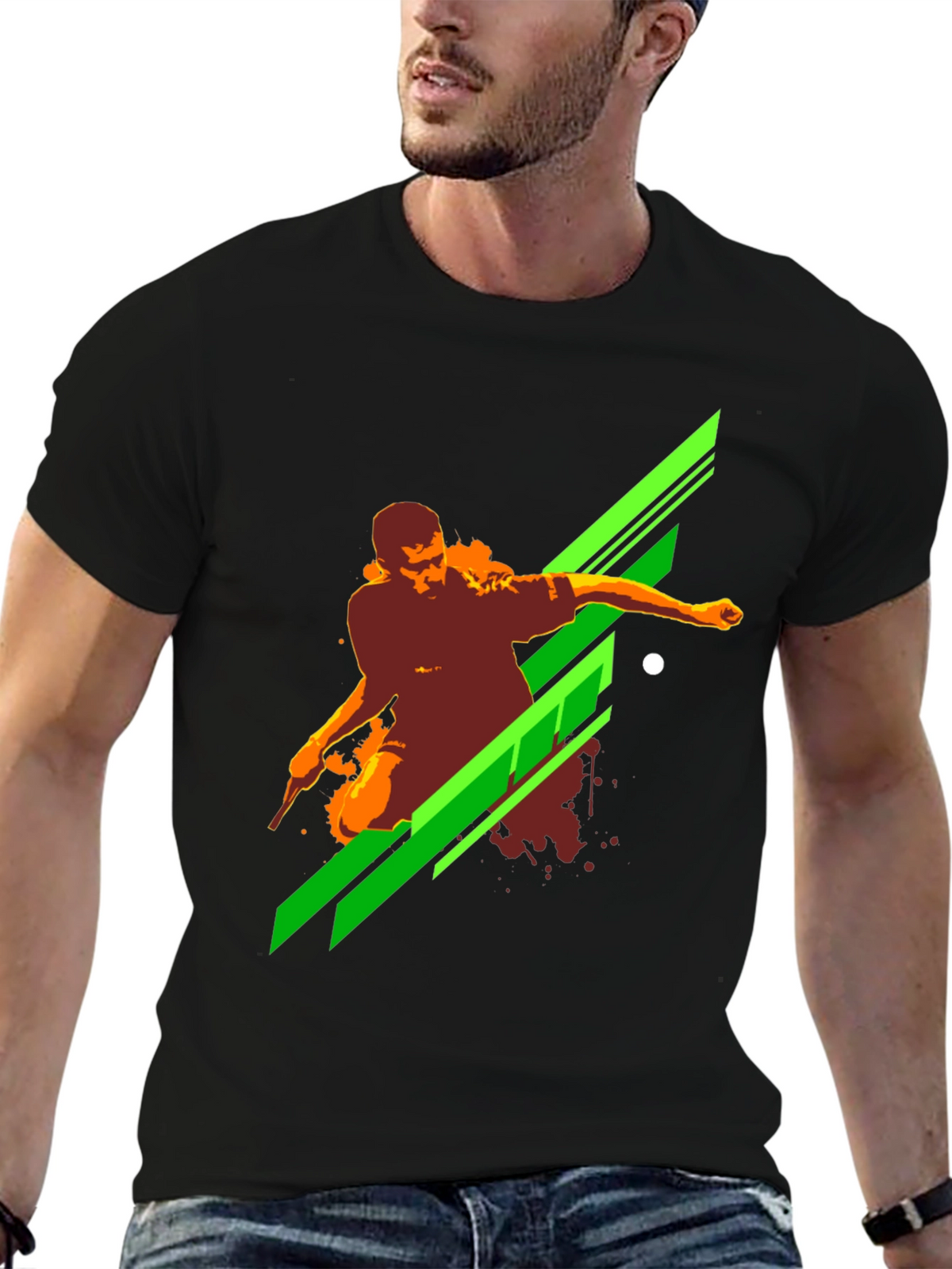 Mens Black Graphic Print T-Shirt