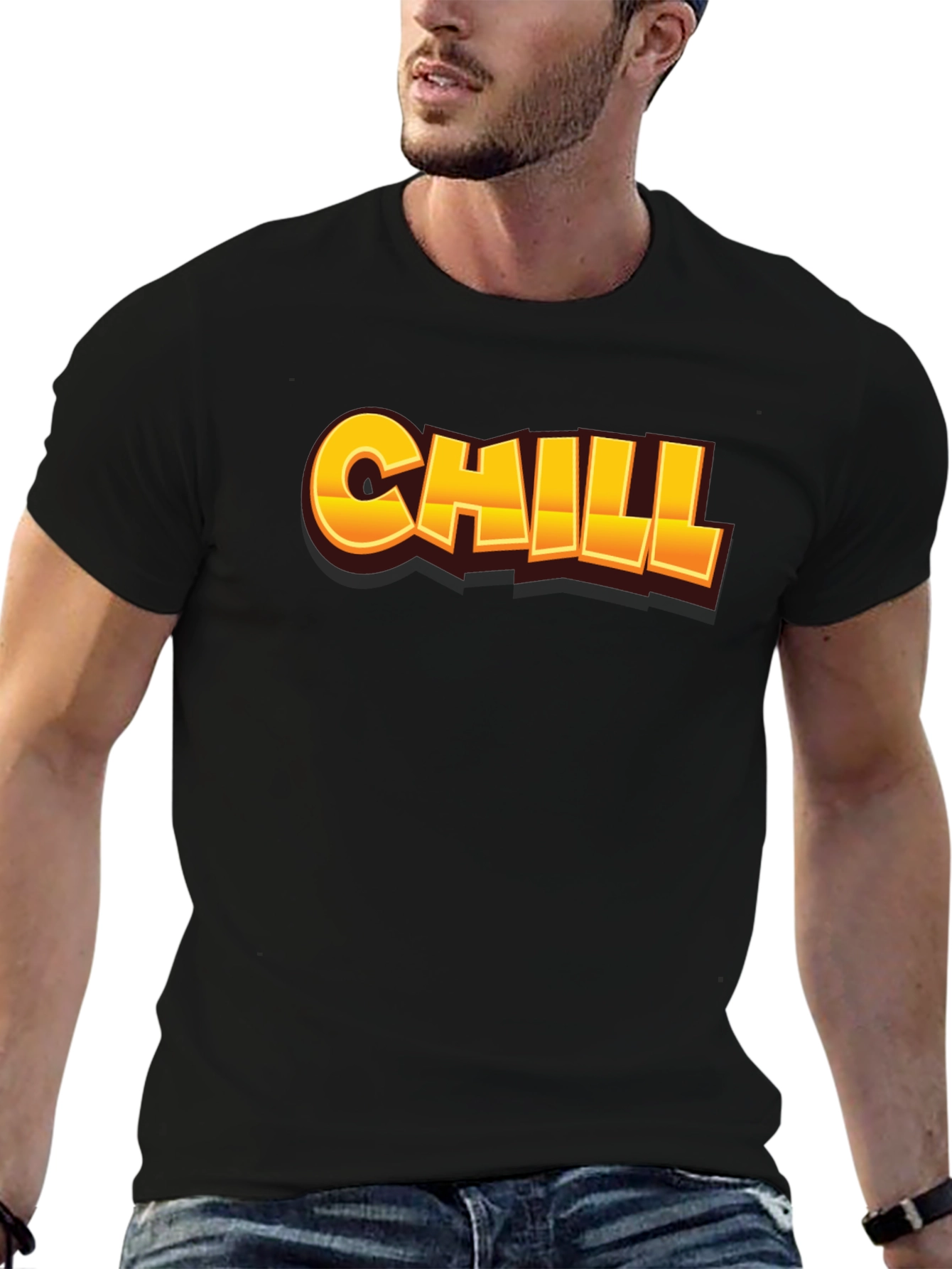 Chill Graphic Print Black T-Shirt