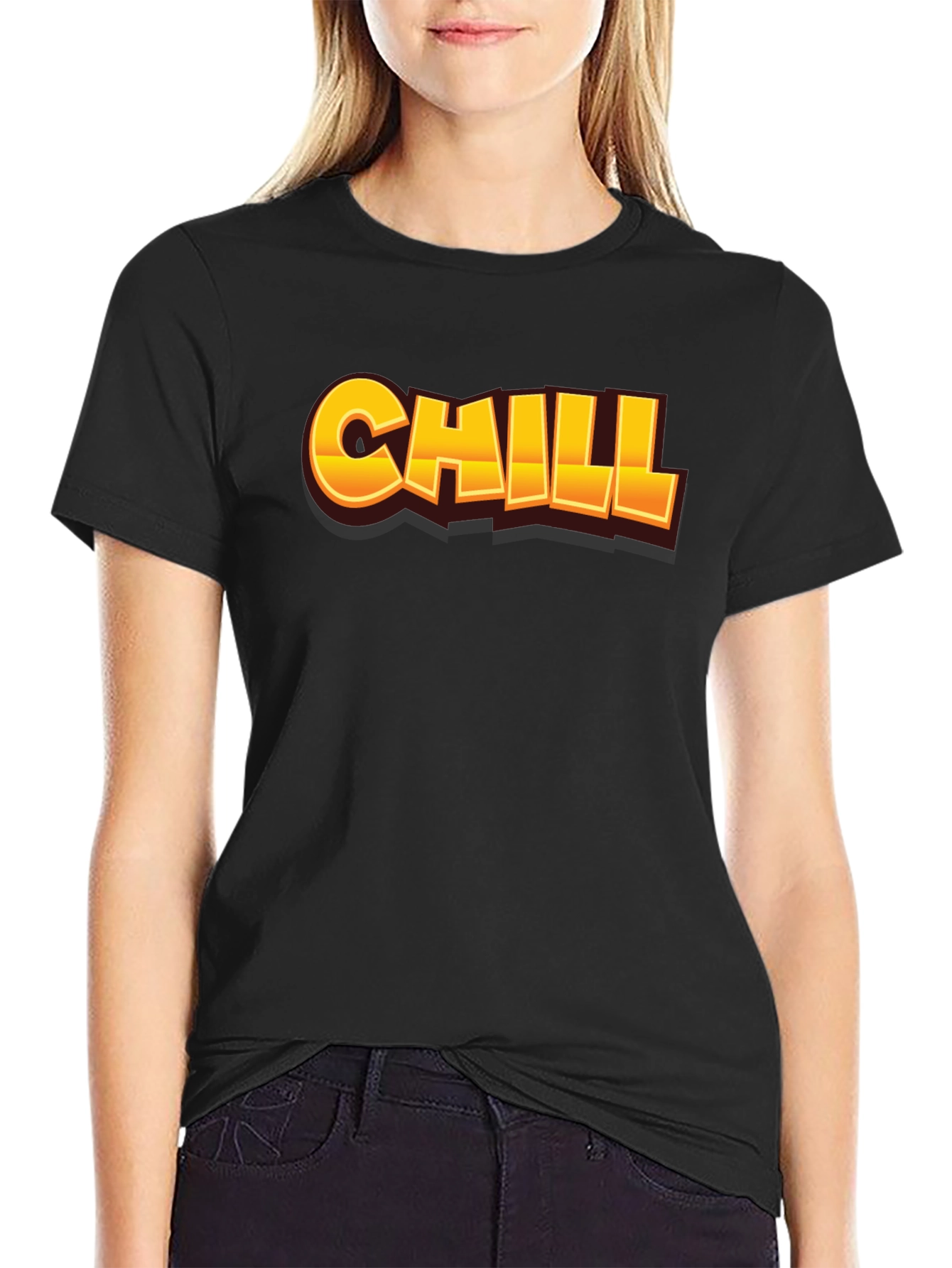 Chill Graphic Print Black T-Shirt