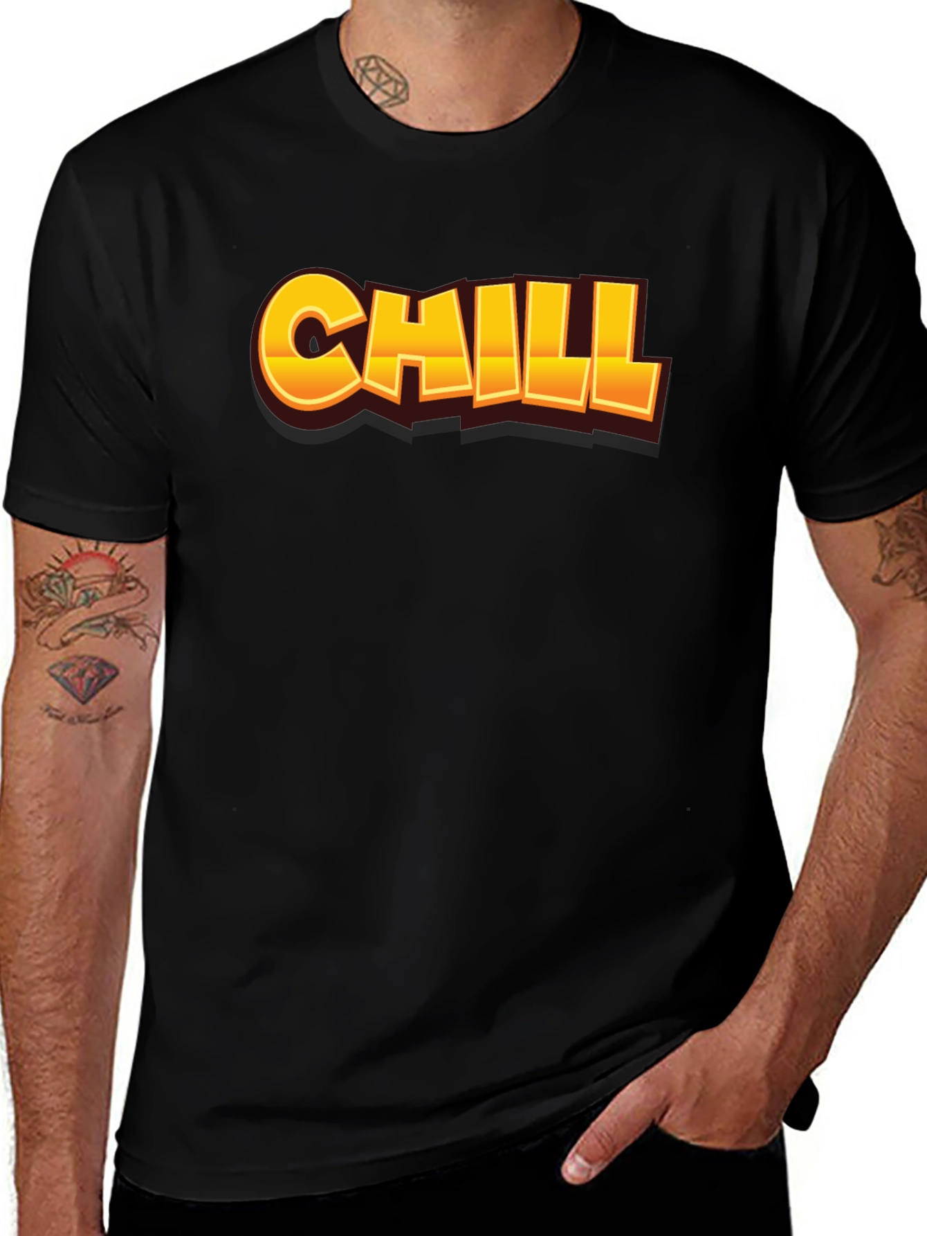Chill Graphic Print Black T-Shirt