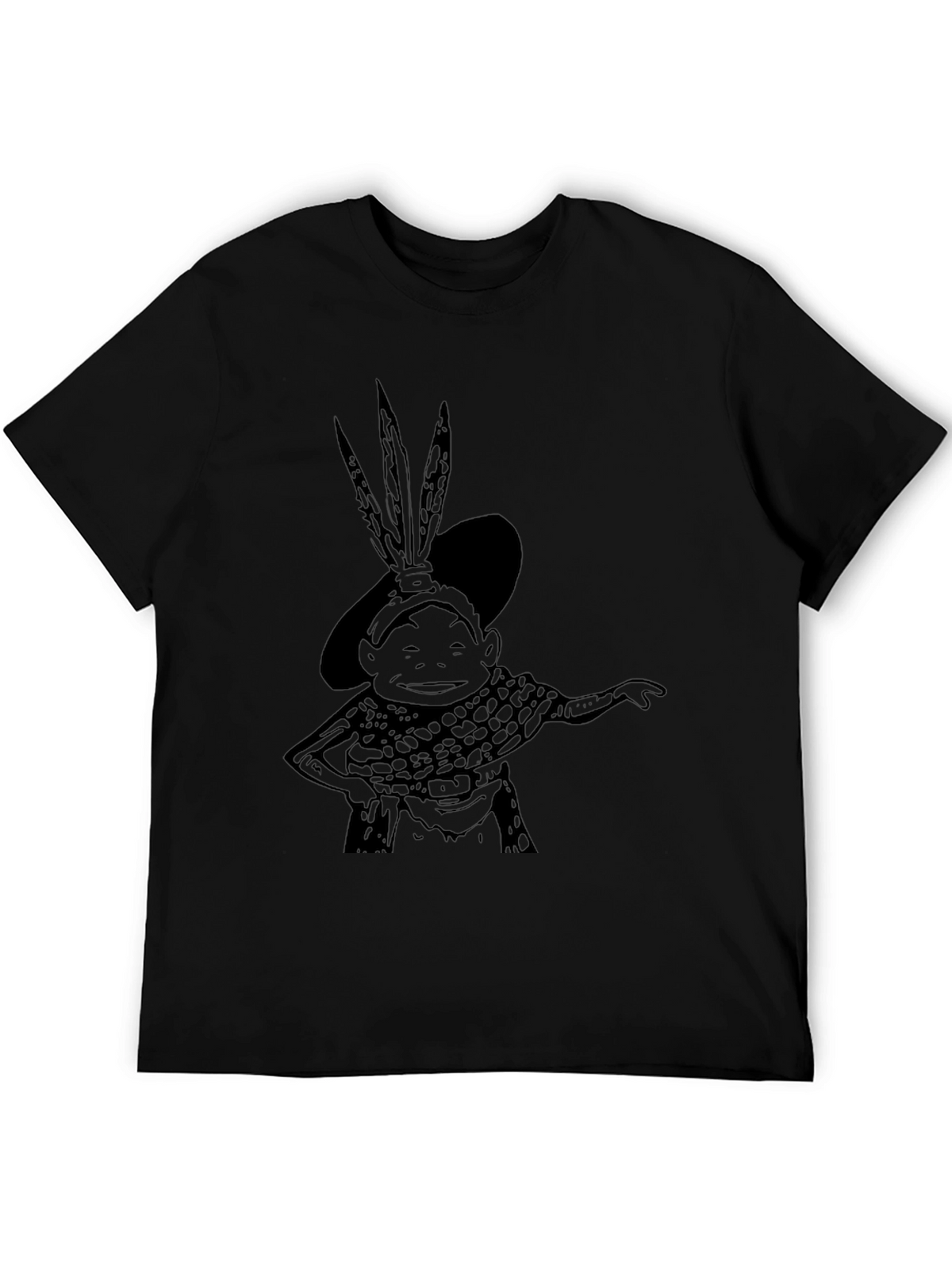 Black Graphic T-Shirt: Cartoon Character Tee