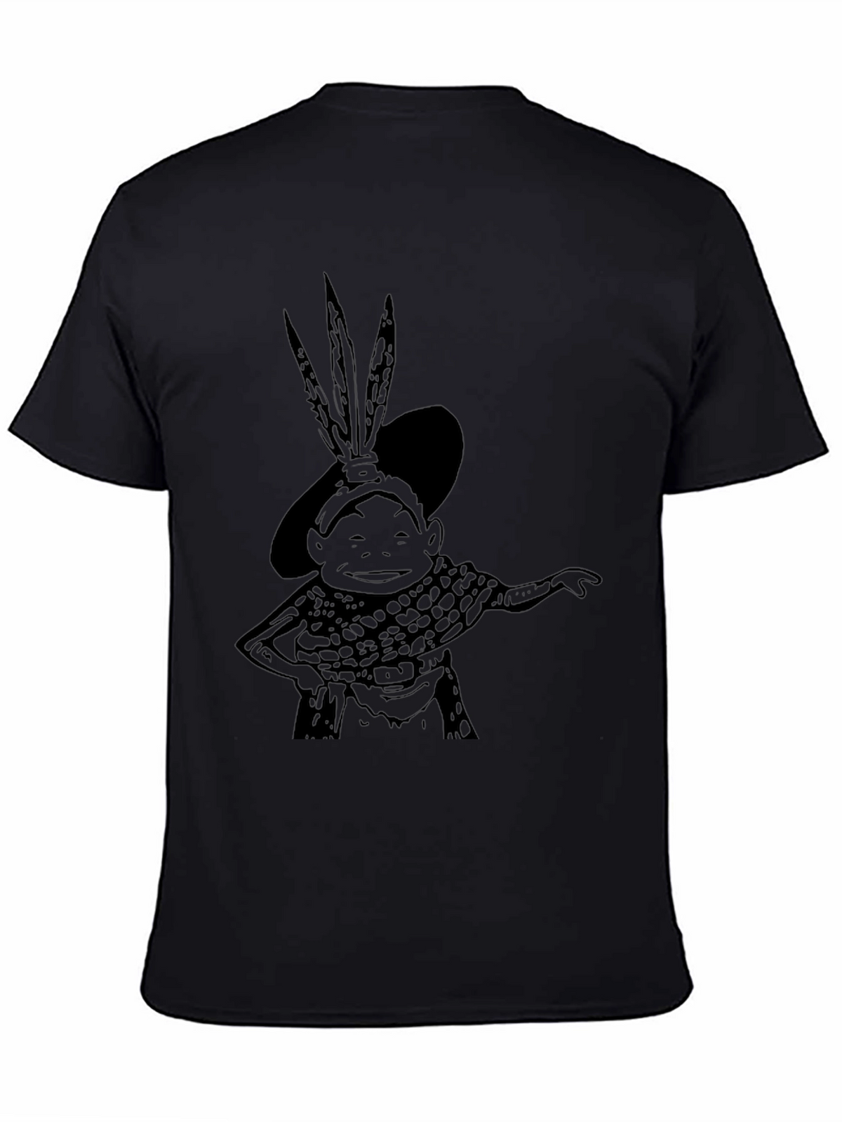 Black Graphic T-Shirt: Cartoon Character Tee