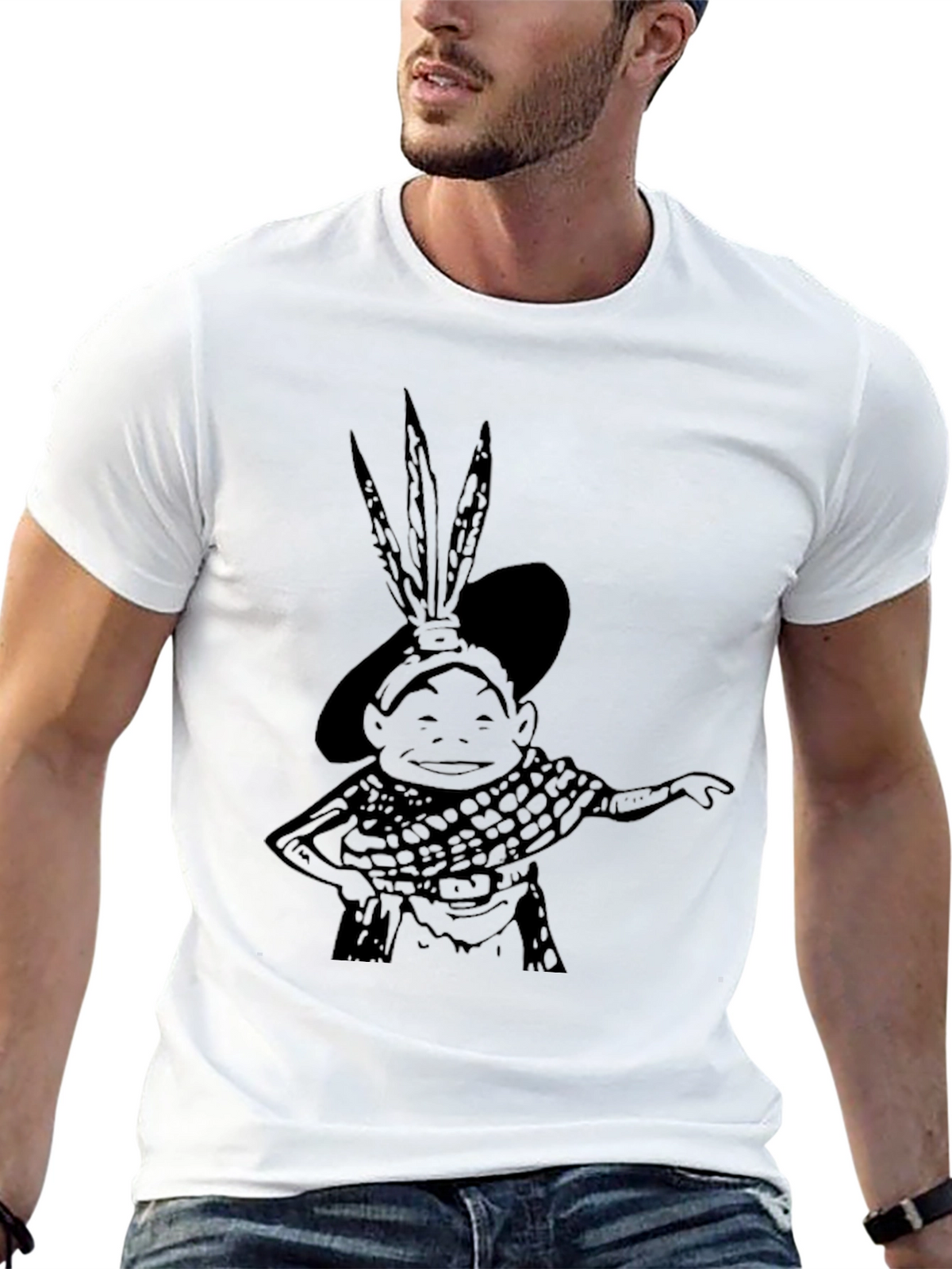 Black Graphic T-Shirt: Cartoon Character Tee