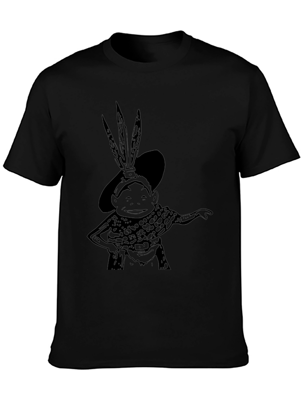 Black Graphic T-Shirt: Cartoon Character Tee