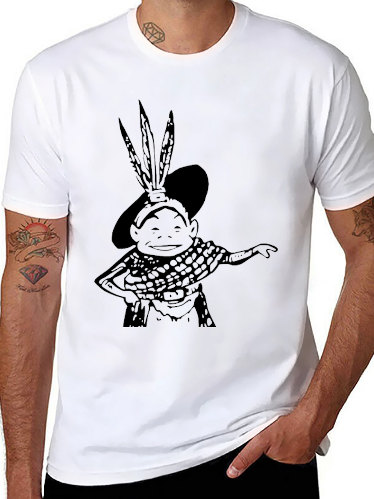 Black Graphic T-Shirt: Cartoon Character Tee