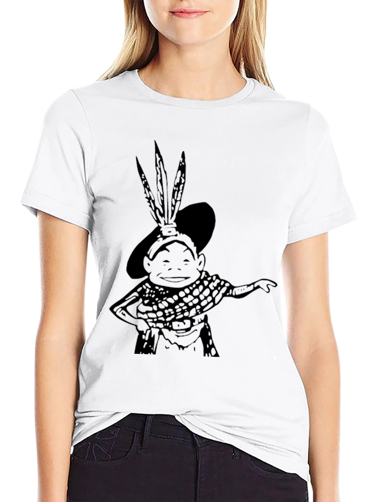 Black Graphic T-Shirt: Cartoon Character Tee