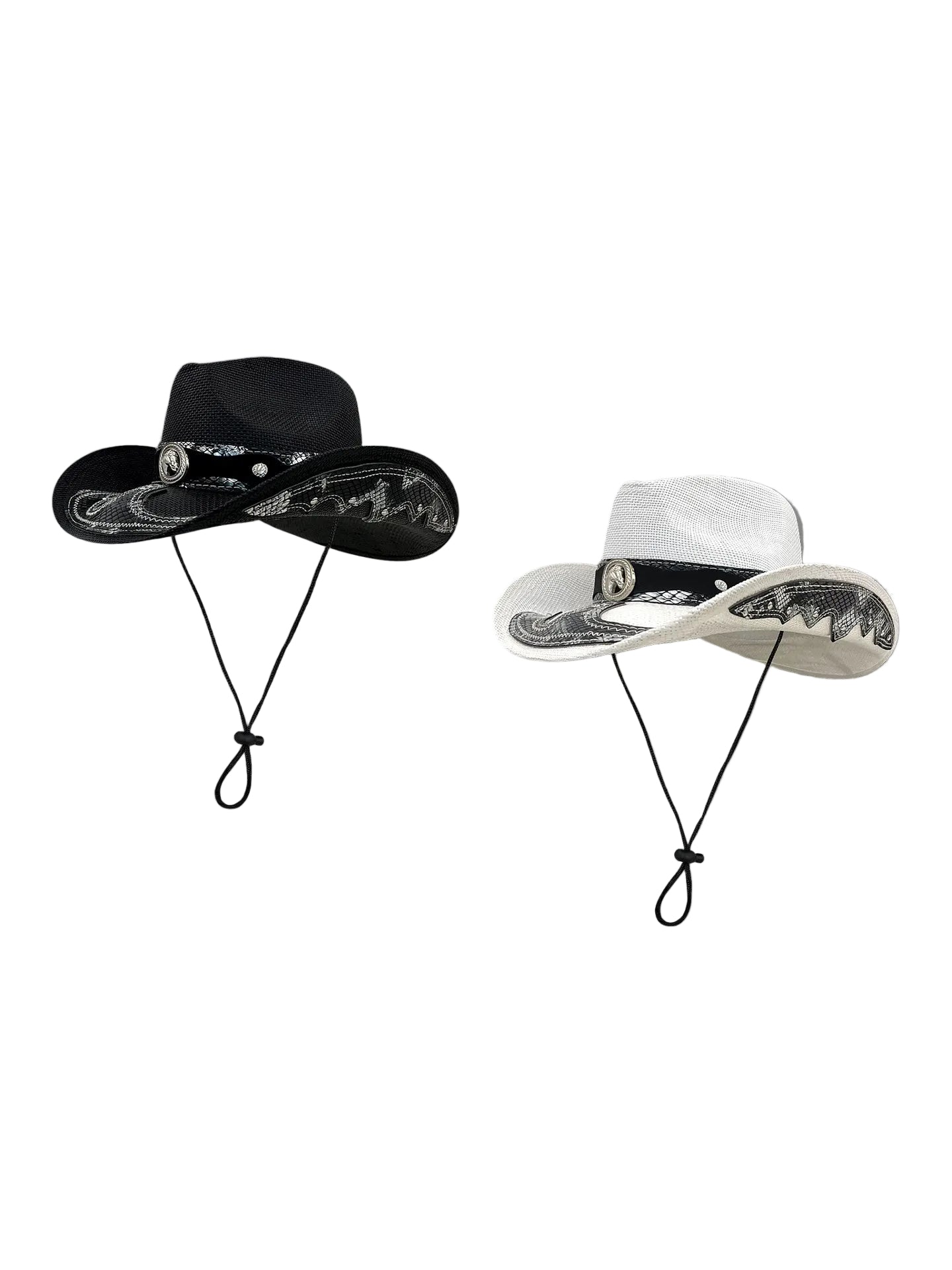 Stylish Snake Pattern Straw Cowboy Hat for UV Protection