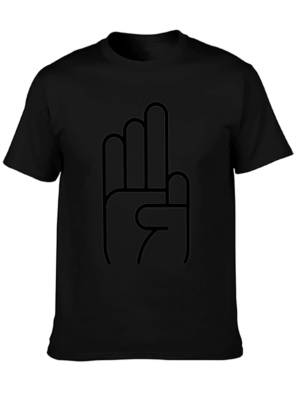 Black T-Shirt with Hand Gesture Graphic