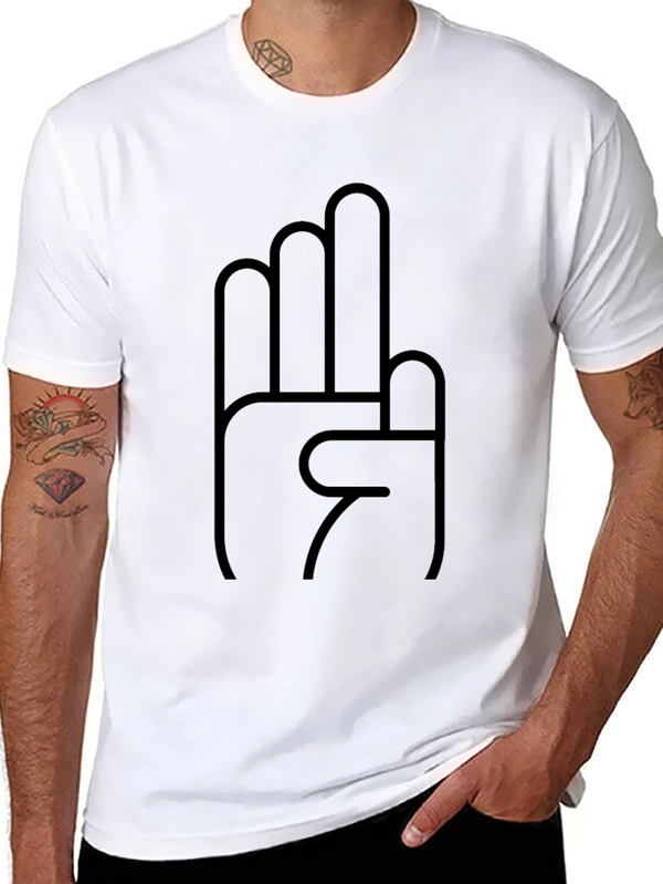 Black T-Shirt with Hand Gesture Graphic